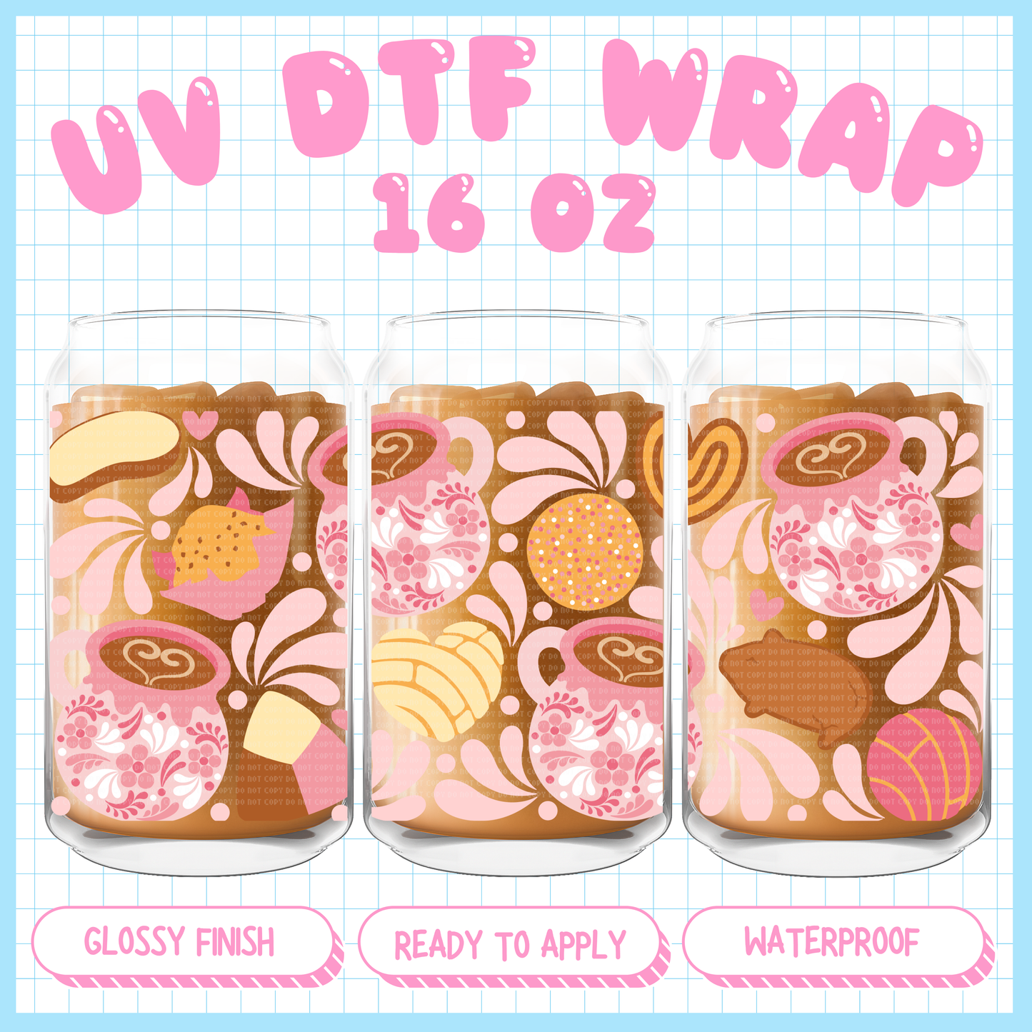 Talavera conchas - 16 oz UV DTF WRAP