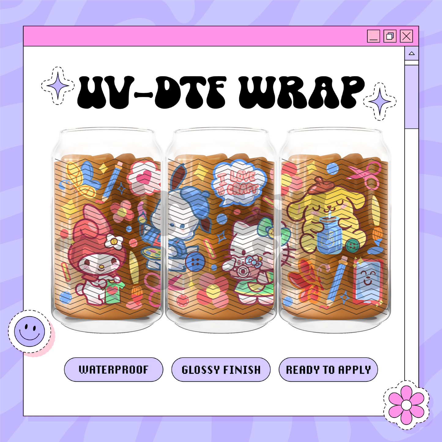 Crafting Kawaii Friends - 16oz Glass Wrap