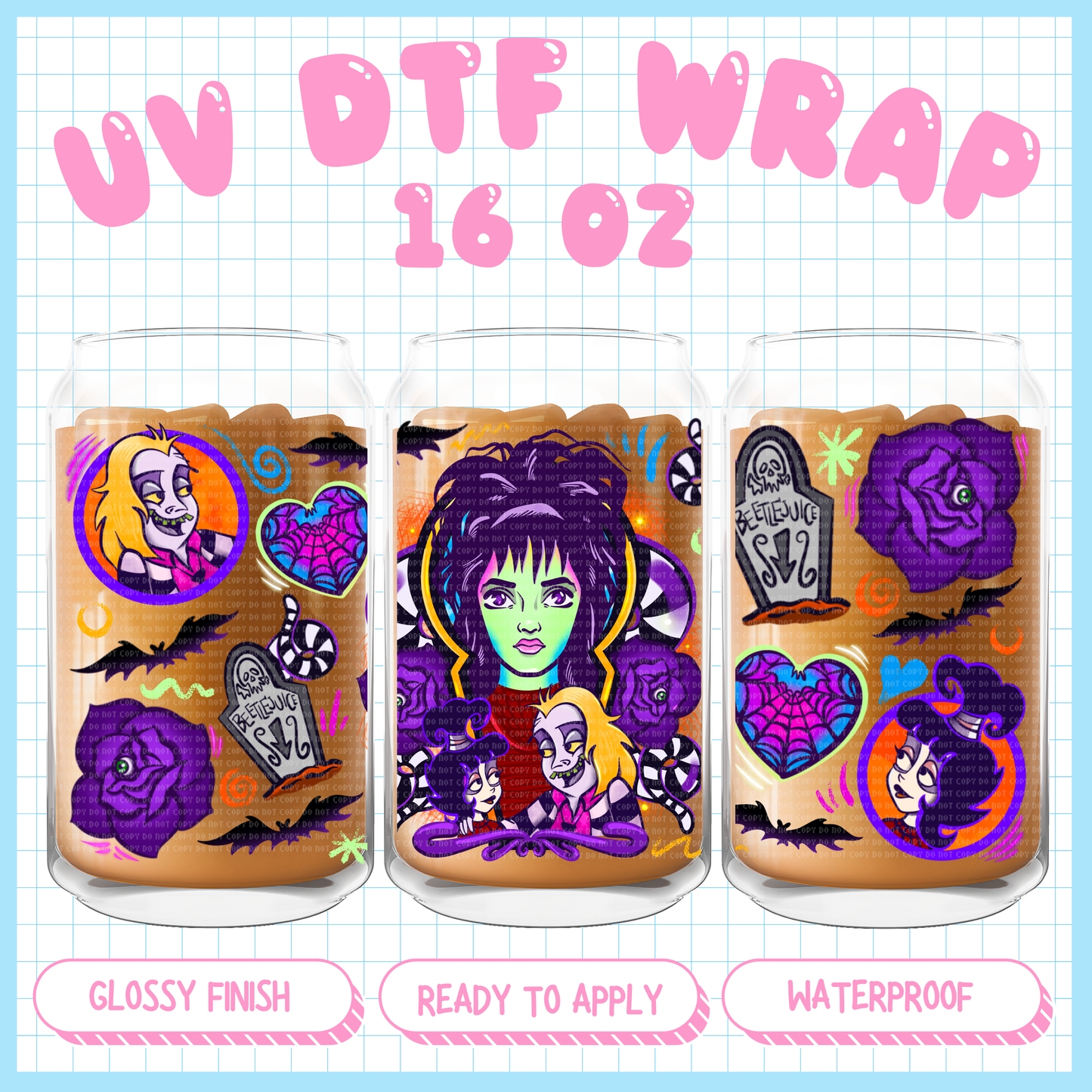 Bettle & Lover
- 16 oz UV DTF WRAP