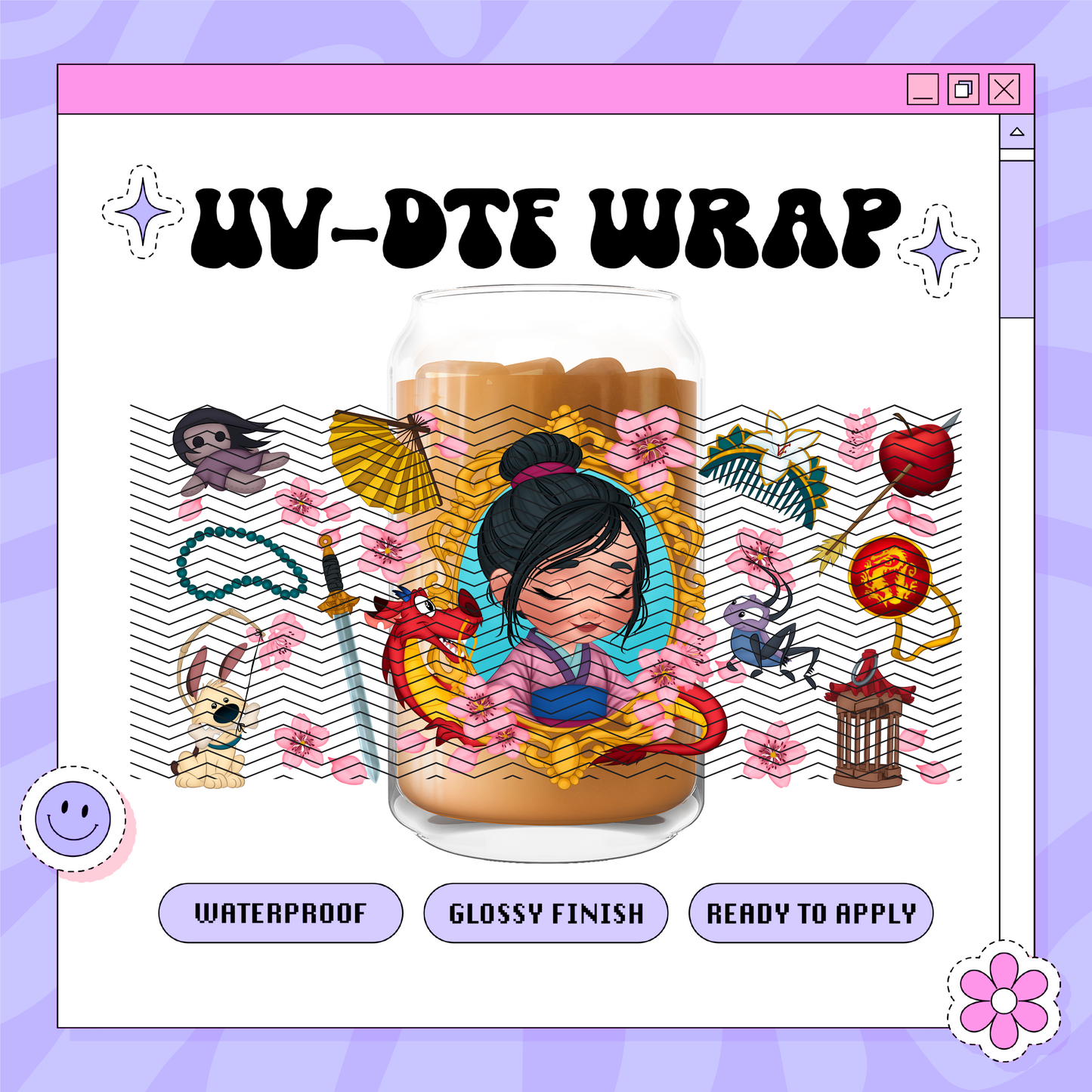 Princess Mulan - 16oz Glass Wrap