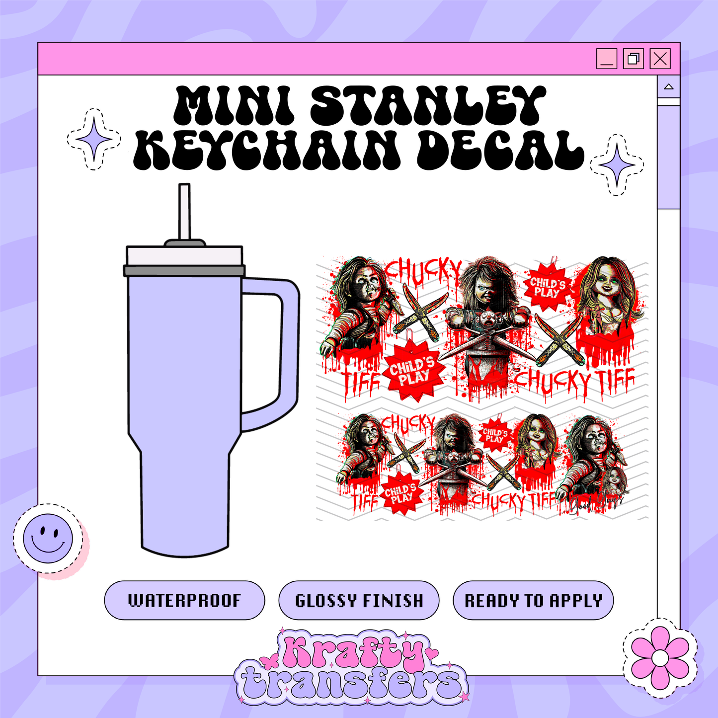 Spooky Chuck & Tiff - Mini Stanley Keychain Decal