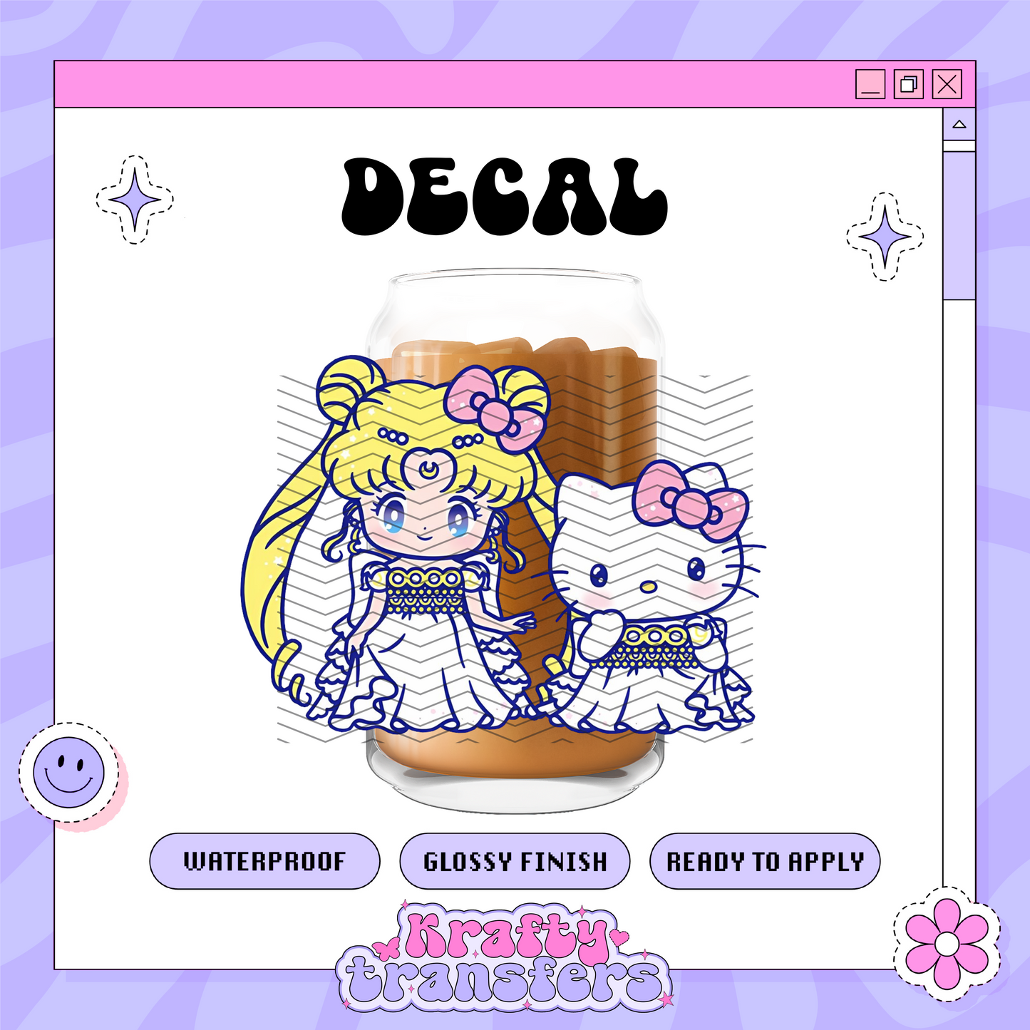 Kawaii Sailor + HK - UVDTF Decal