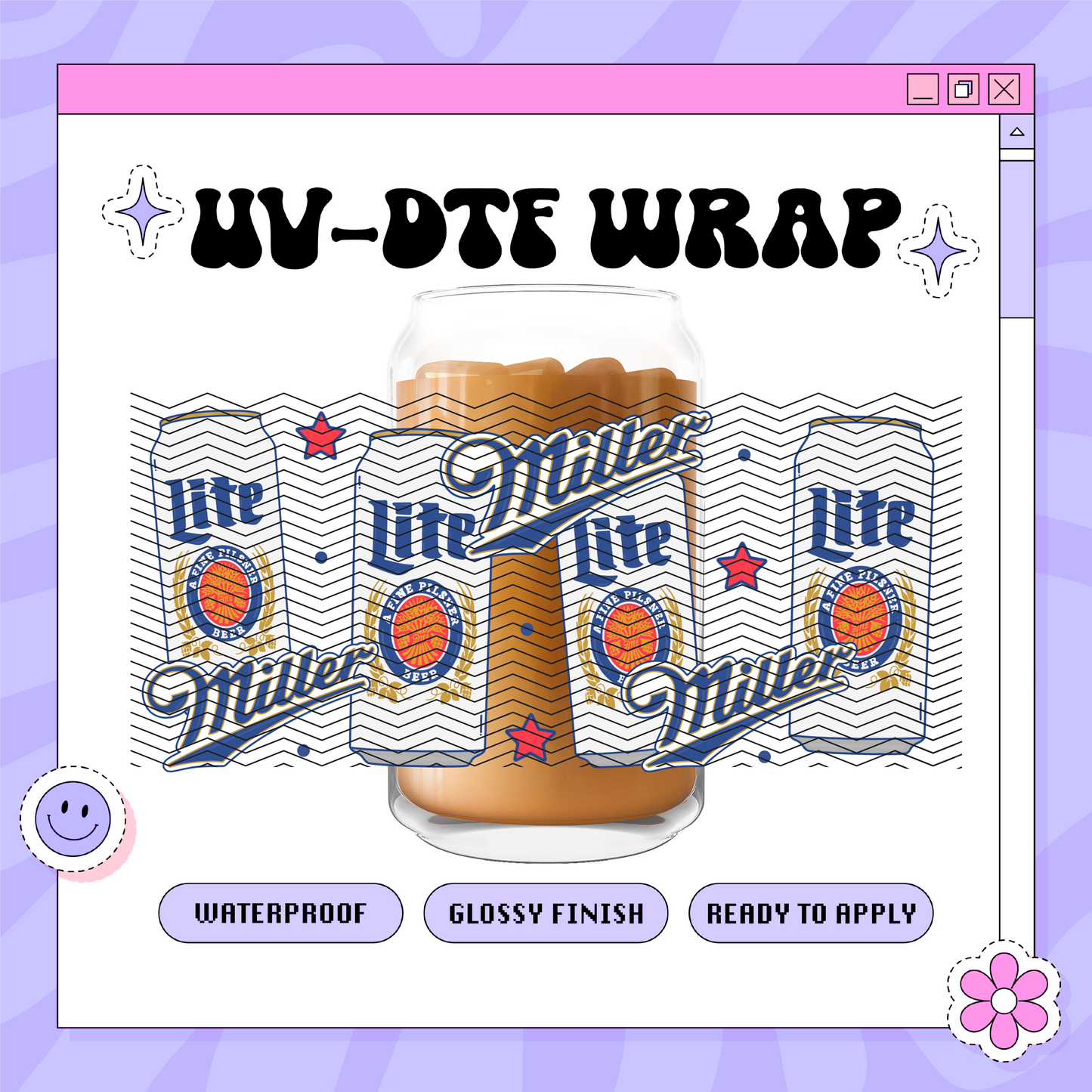 Miller Lite - 16oz Glass Wrap