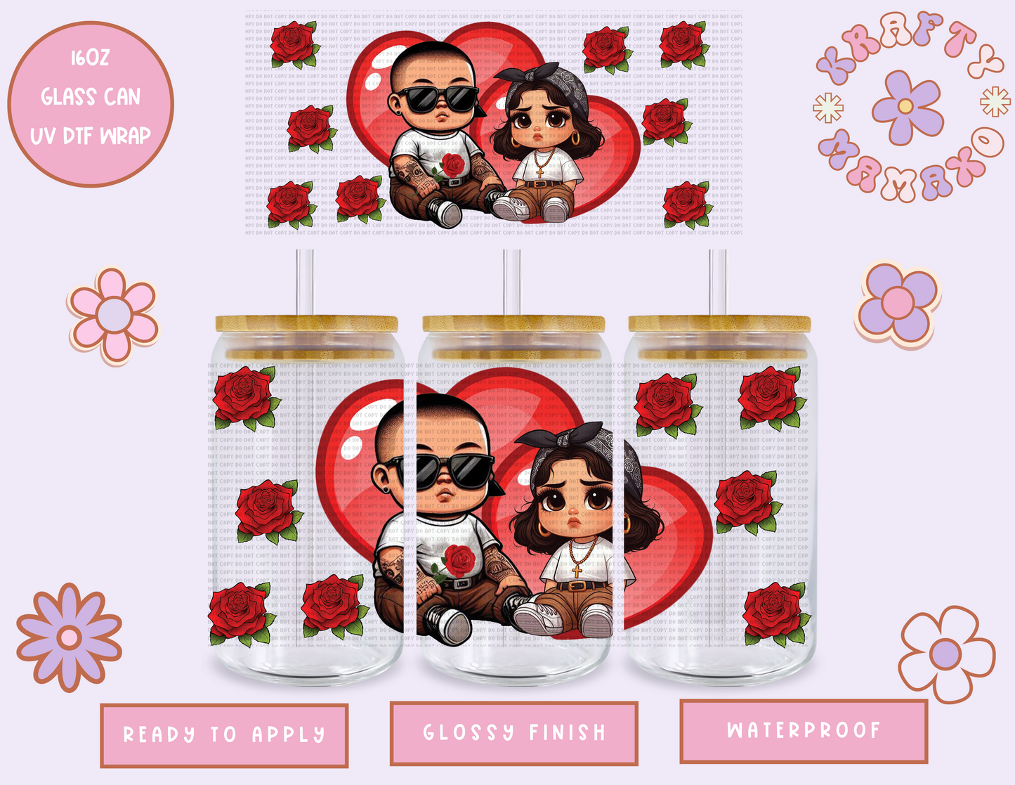 Chicano Love Roses - 16 Oz UV DTF Wrap
