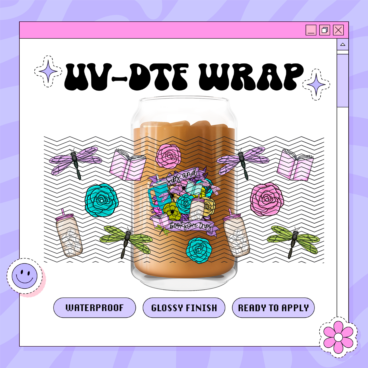 Bookish Sips & Trips- 16oz Glass Wrap