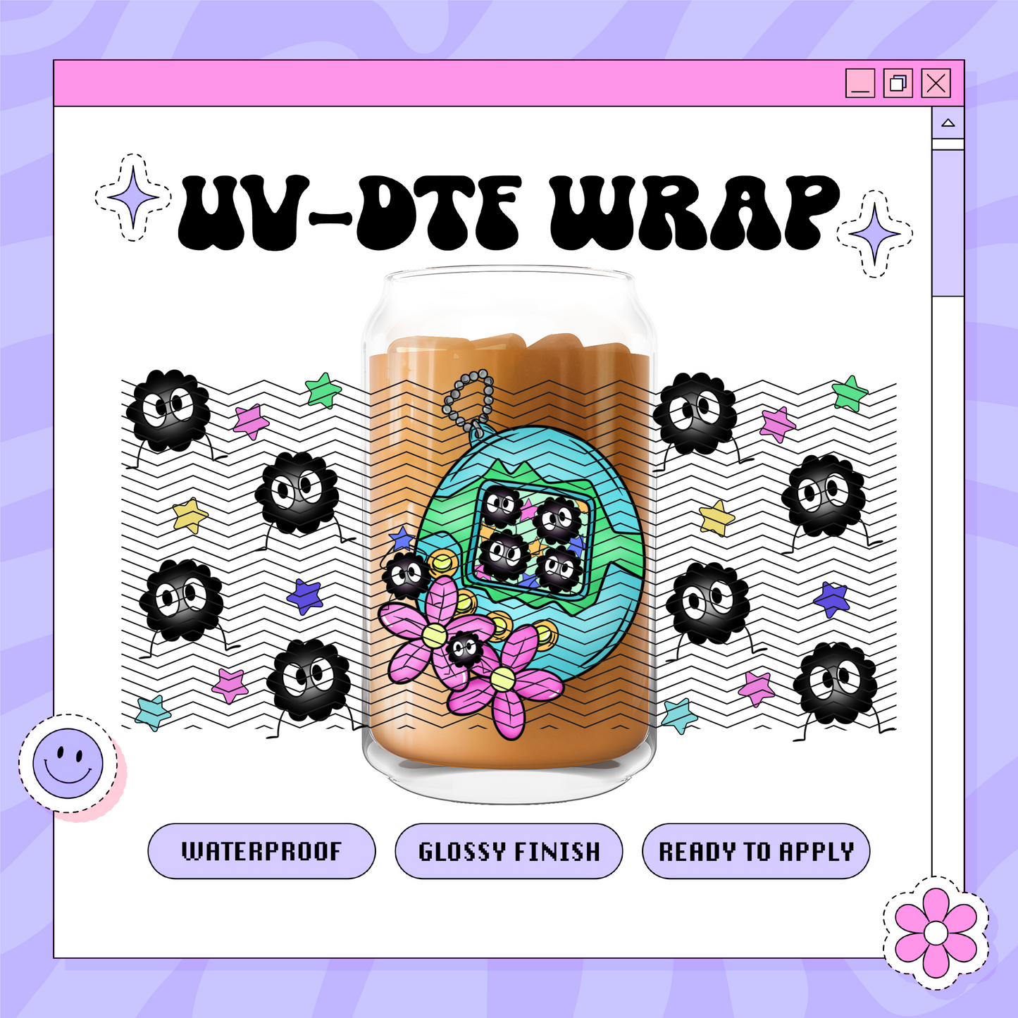 Kawaii Tama + Soots - 16oz Glass Wrap