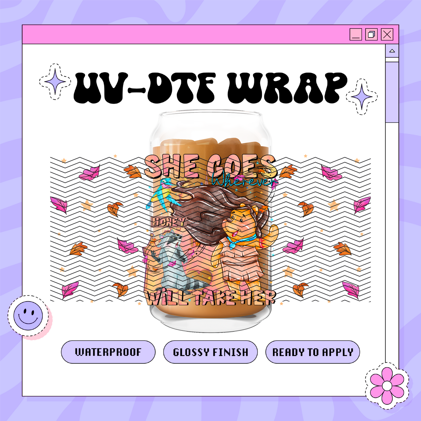Dis Princess Bear P - 16oz Glass Wrap
