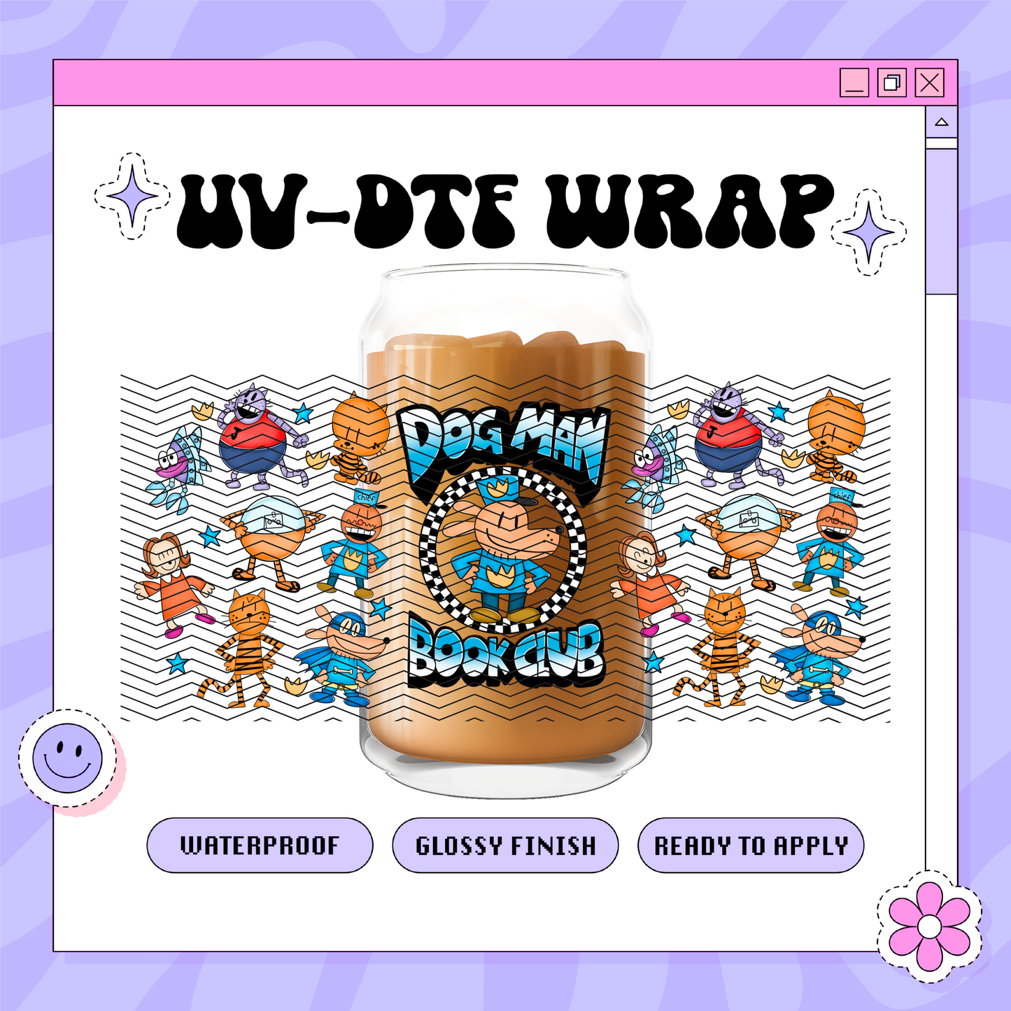 Bookish Dog Man- 16oz Glass Wrap