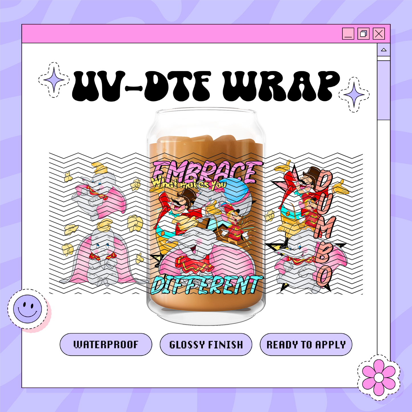 Dis Elephant Baby- 16oz Glass Wrap