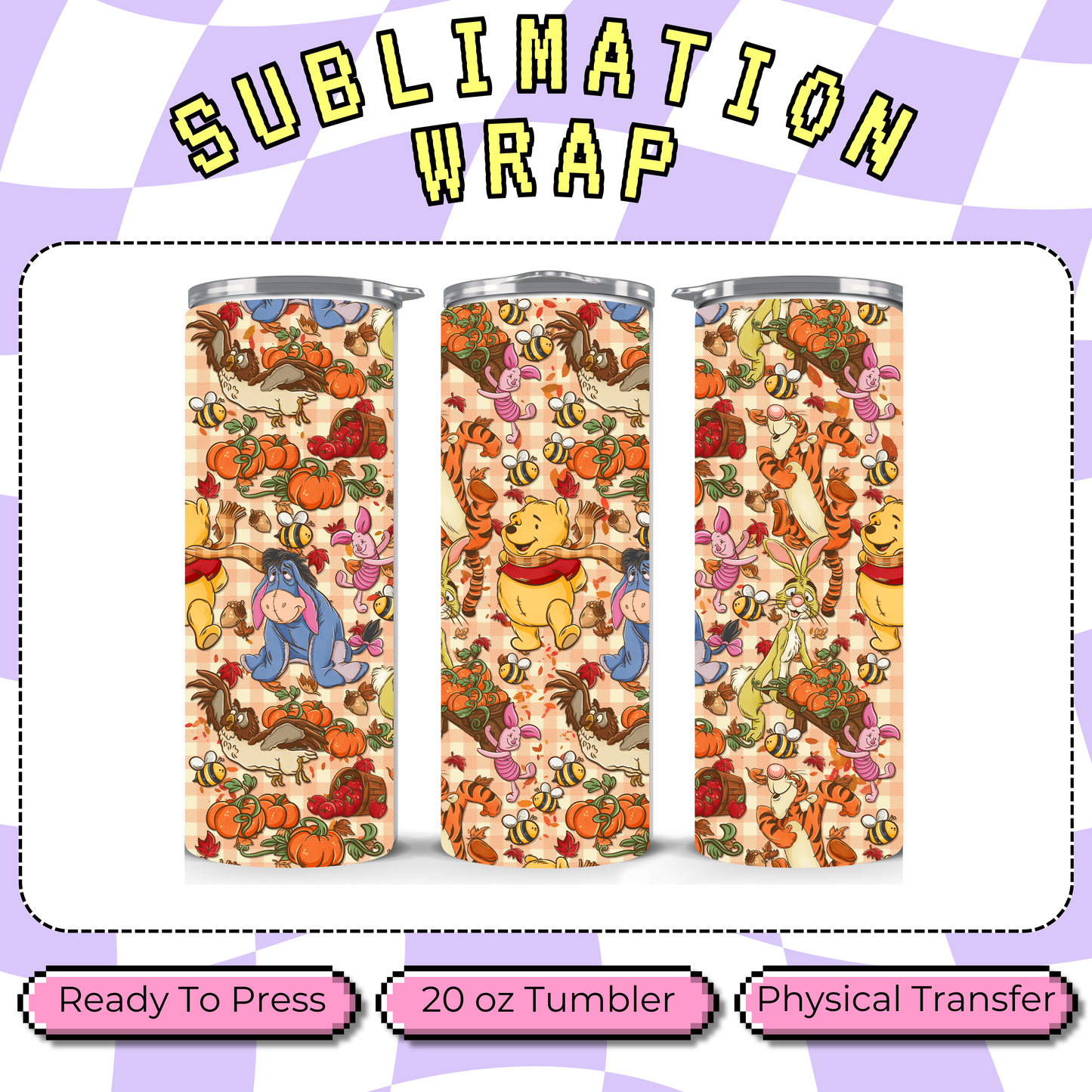 Bear & Friends Fall - 20oz Sublimation Tumbler Wrap