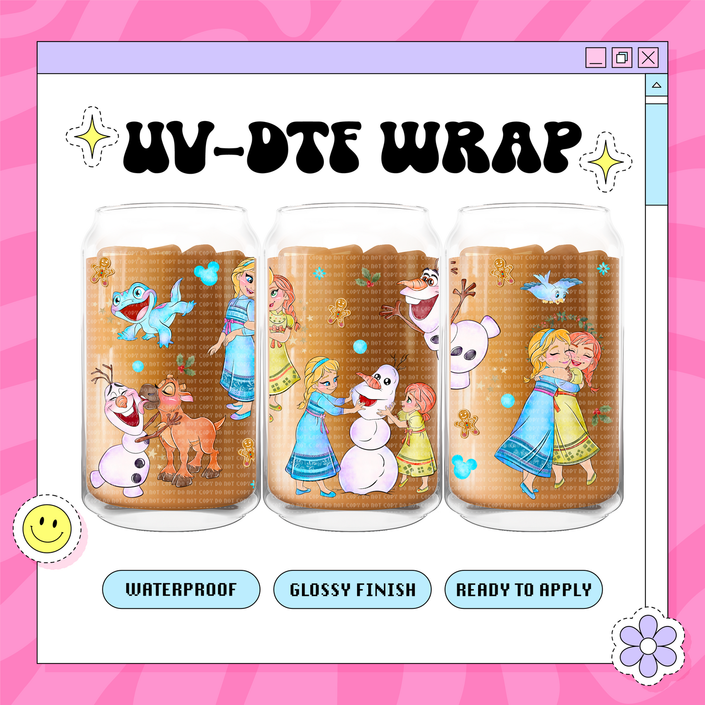 Frozen Girls Xmas - 16 oz Glass Wrap
