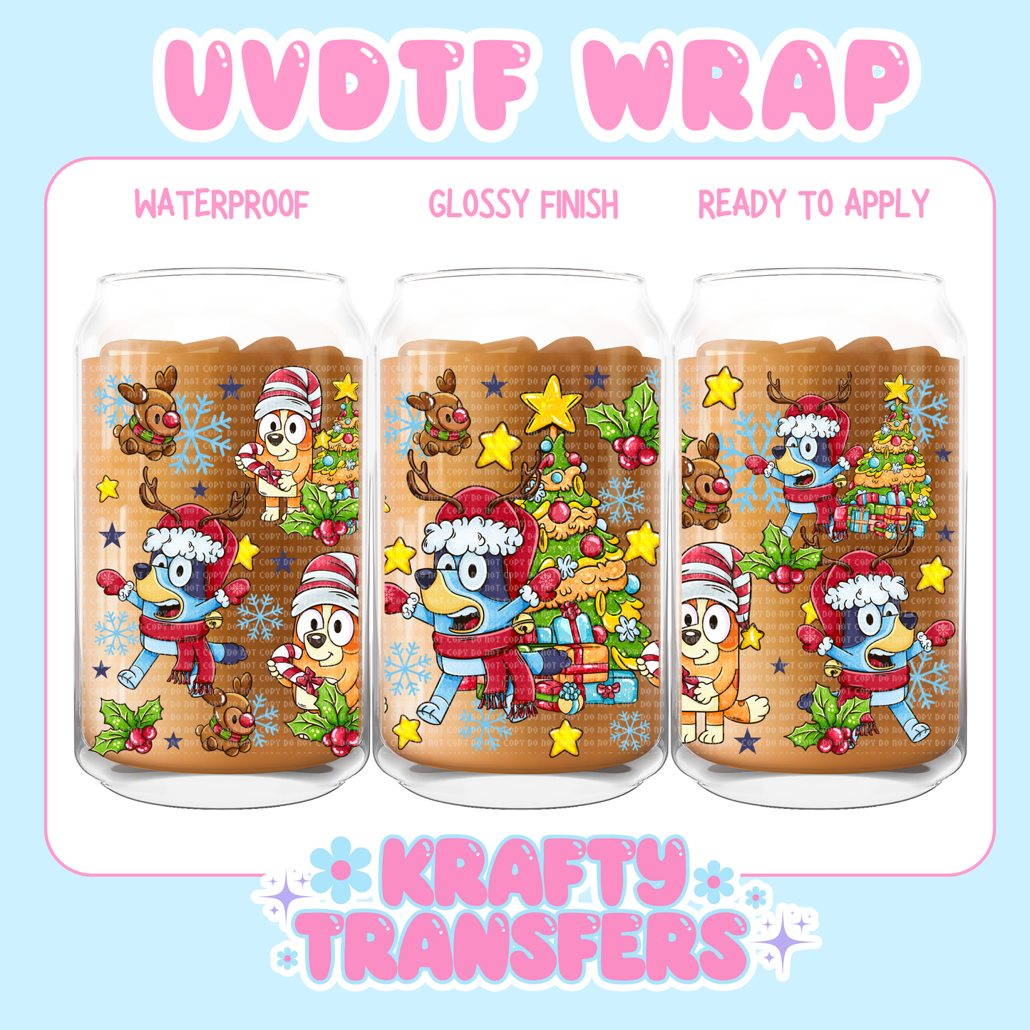 Dogs Christmas - 16 oz UV DTF WRAPS