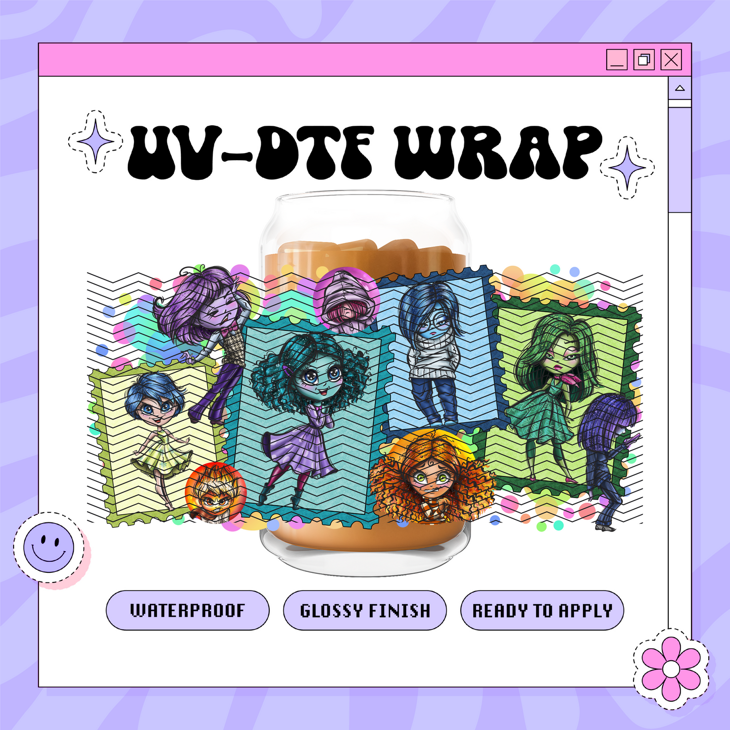 Dis Emotion Stamps - 16oz Glass Wrap