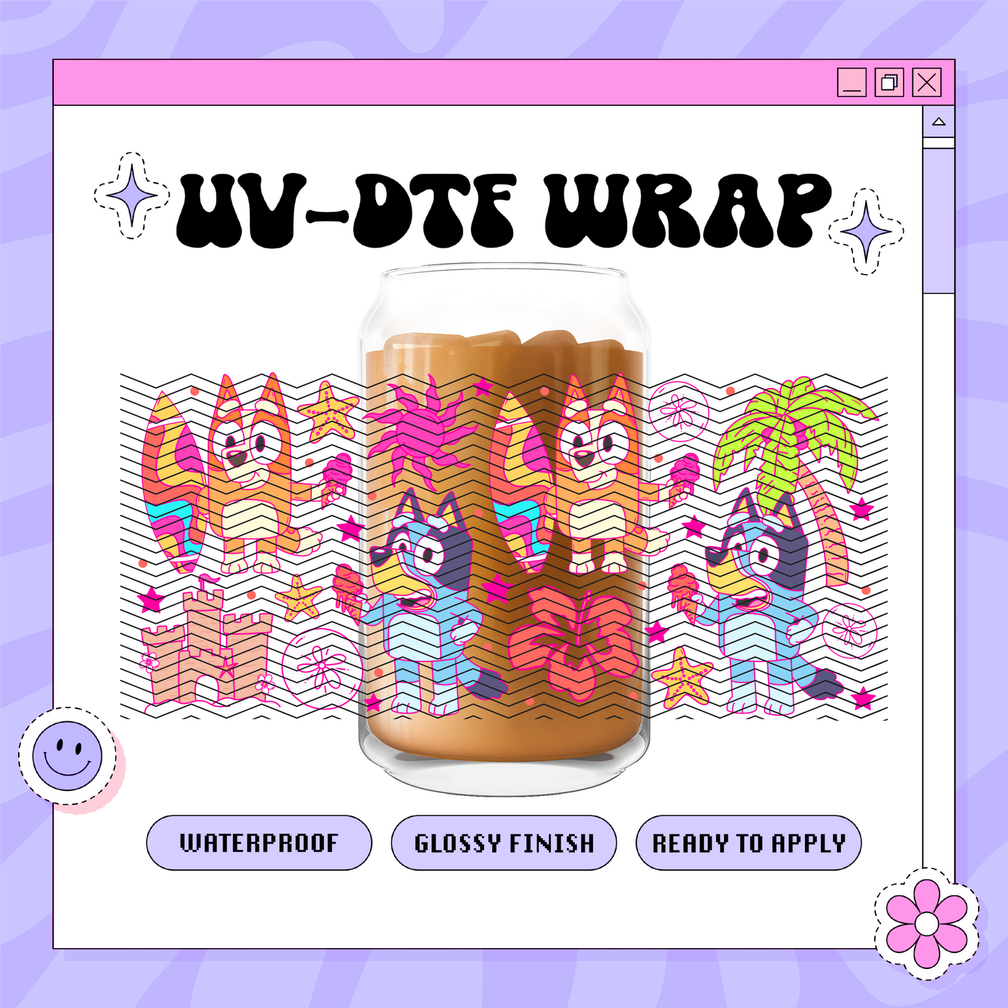 Dis Beach Doggies- 16oz Glass Wrap