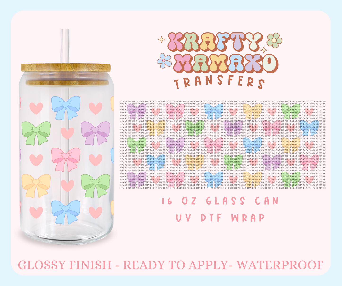Cute Bows - 16 Oz UV DTF Wrap