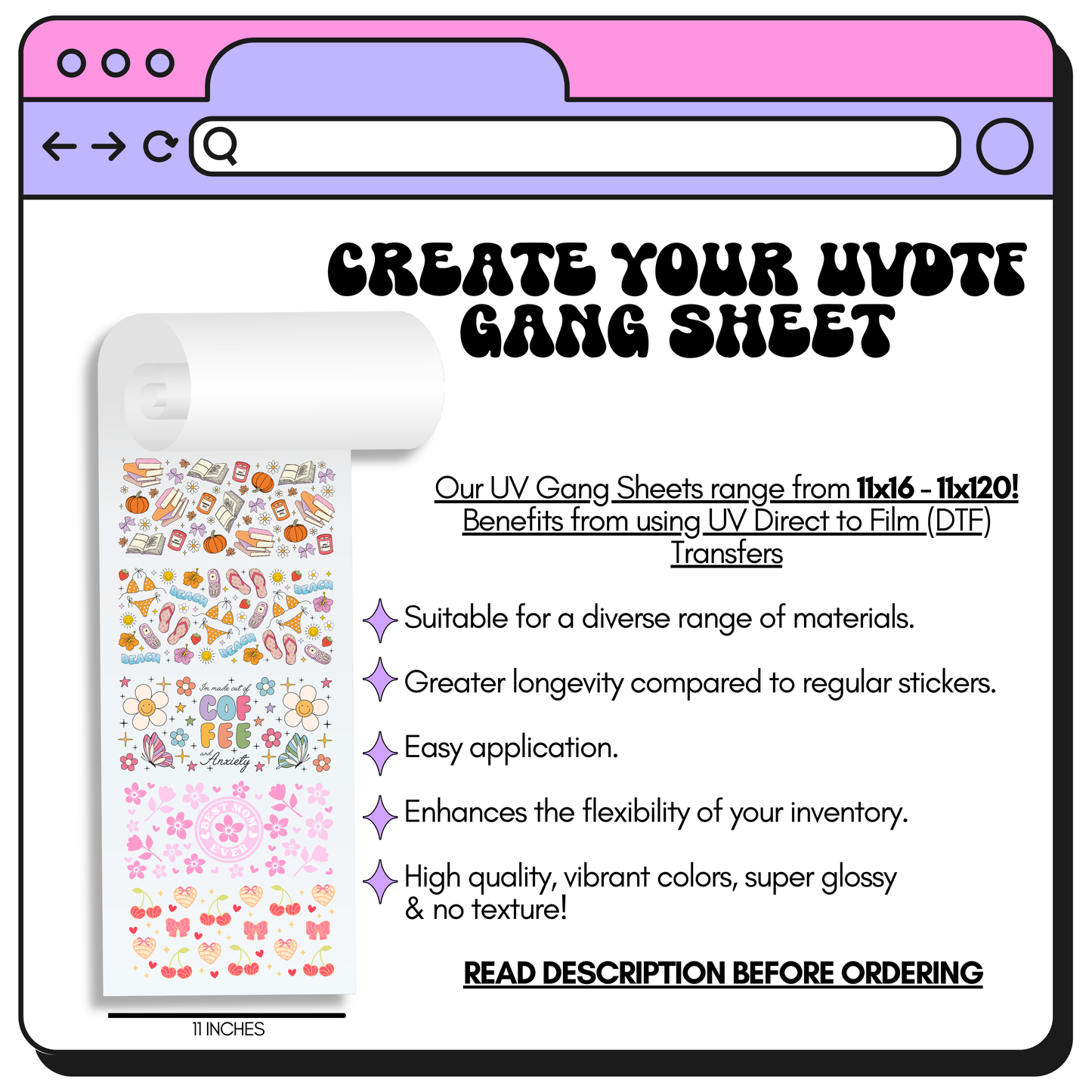 Custom UVDTF Gang Sheet