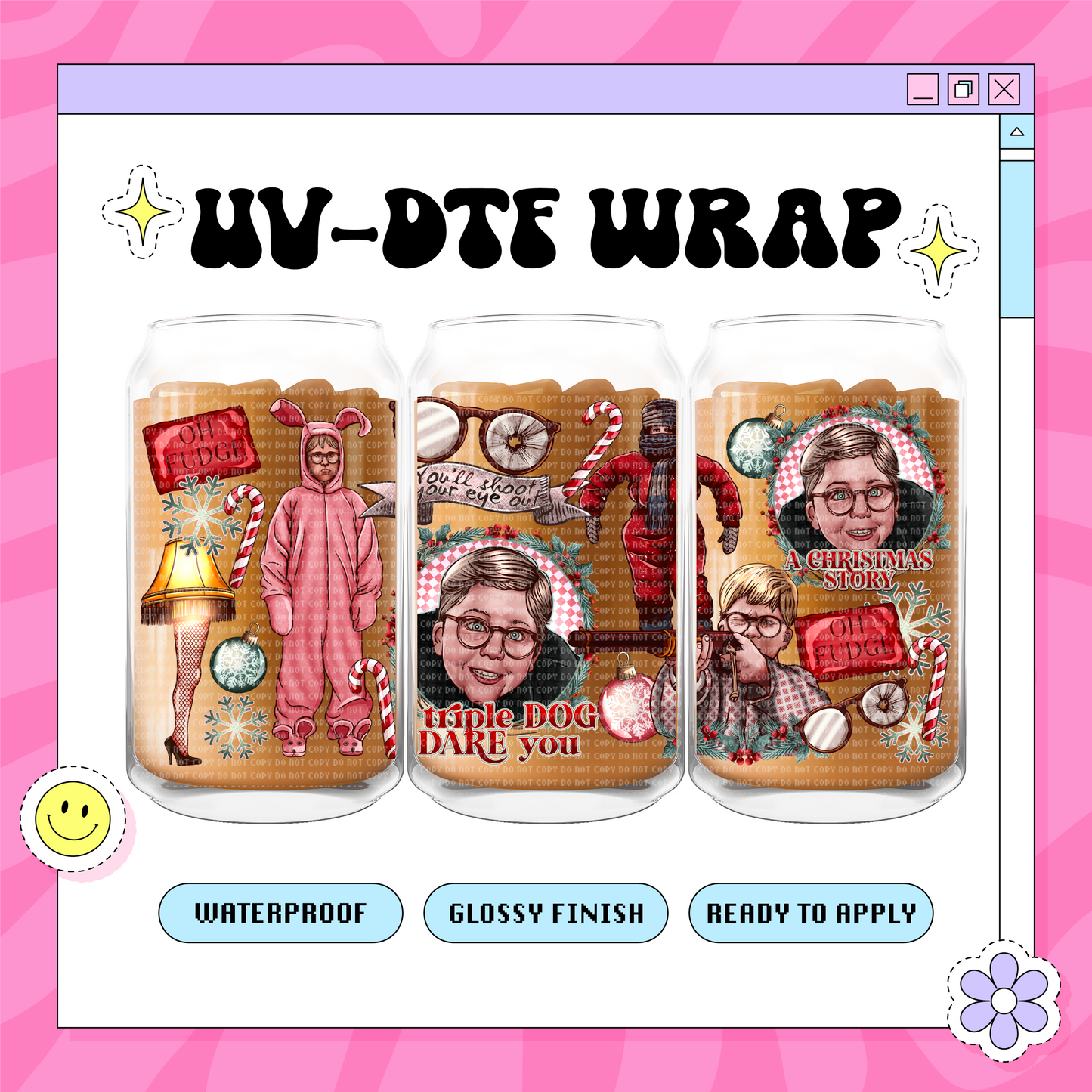 Triple dare you Xmas - 16 oz Glass Wrap