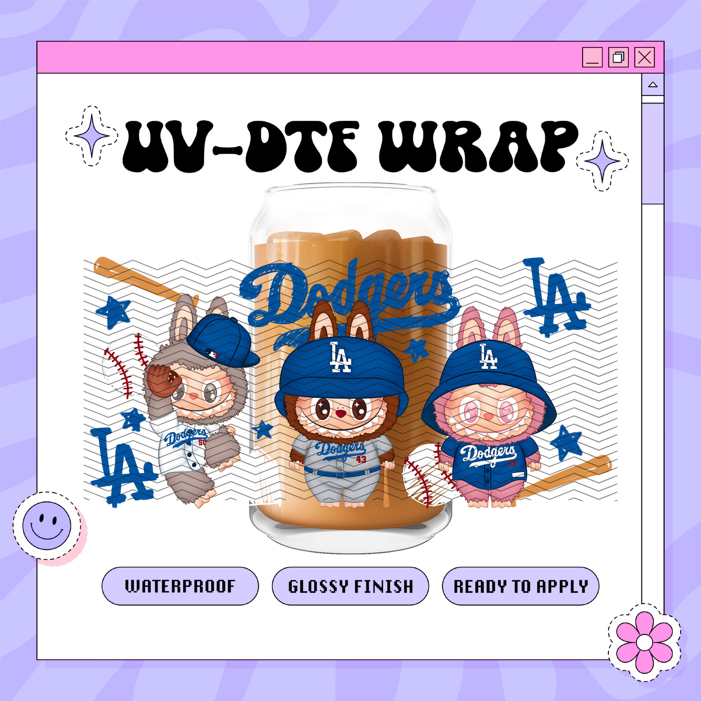 Labubu Dodgers - 16oz Glass Wrap