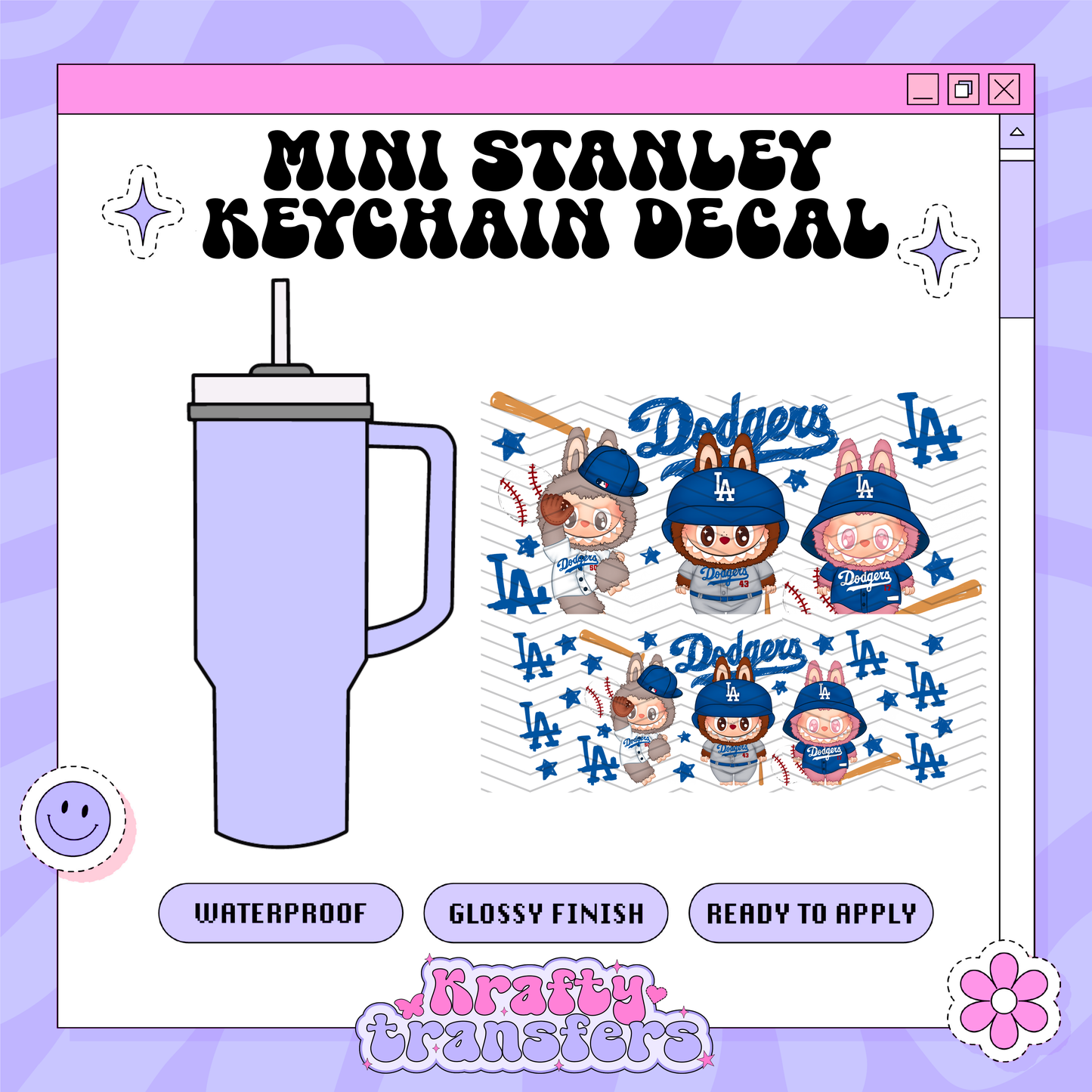 Labubu Dodgers - Mini Stanley Keychain Decal