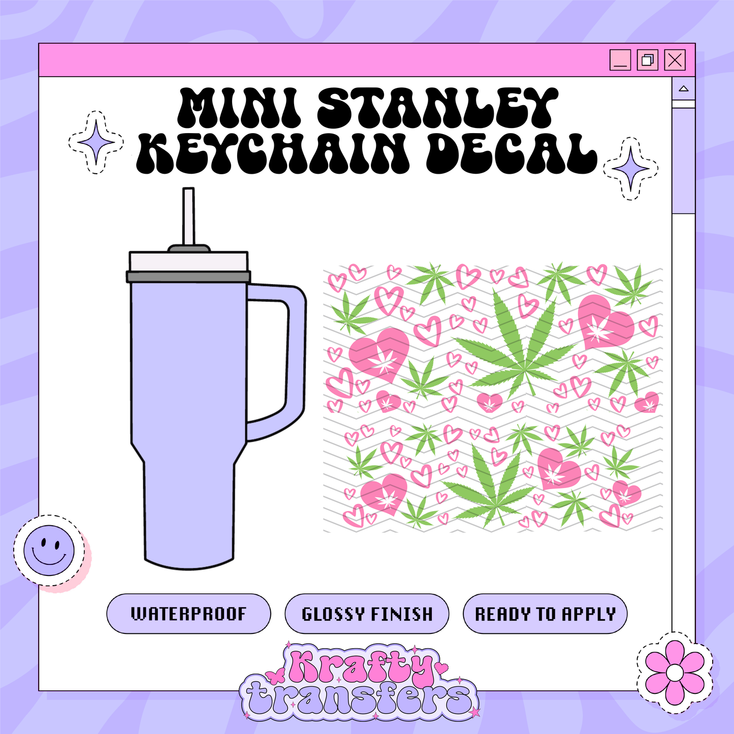 420 Weed Pink - Mini Stanley Keychain Decal