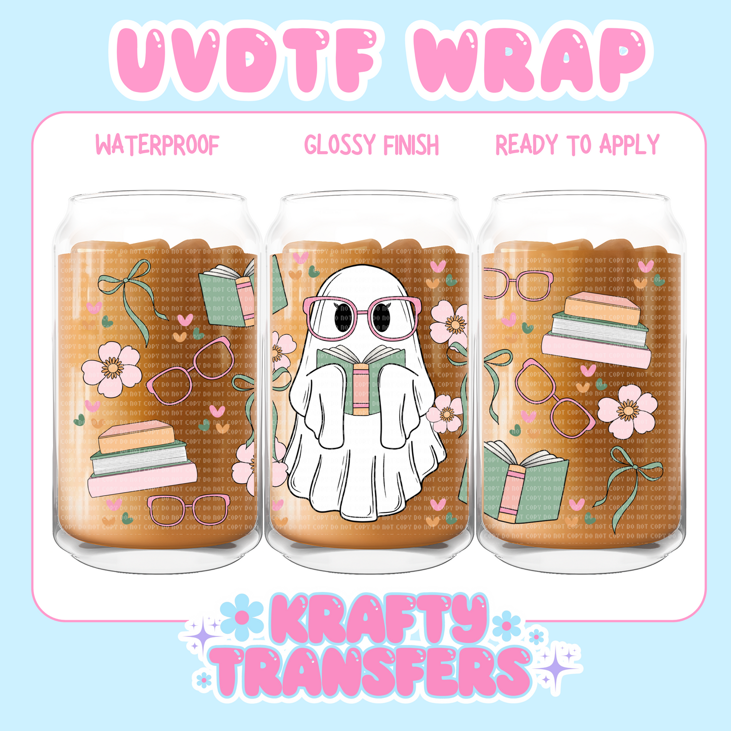 Bookworm Ghost - 16 oz UV DTF WRAP