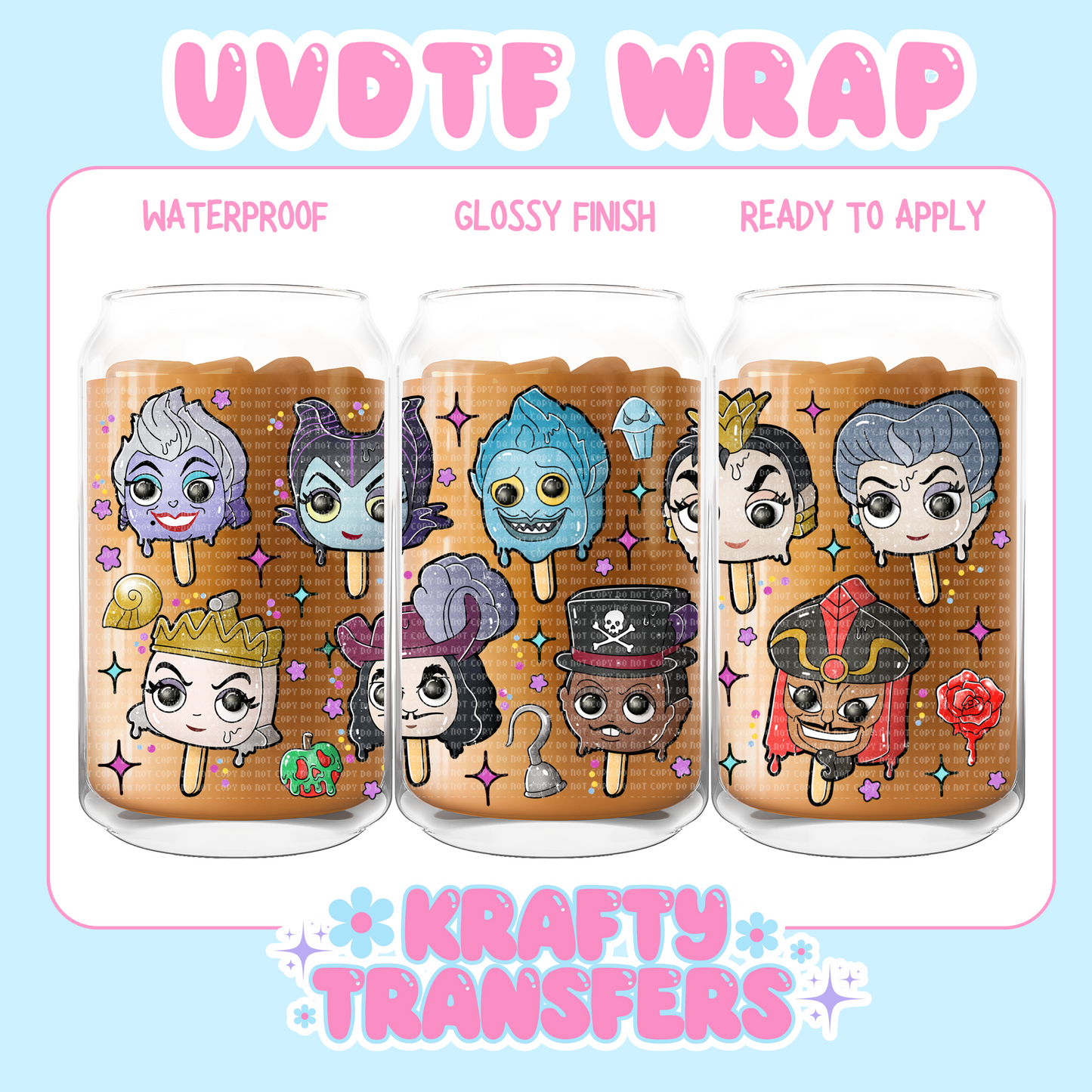 Villians Popsicles
- 16 oz UV DTF WRAP