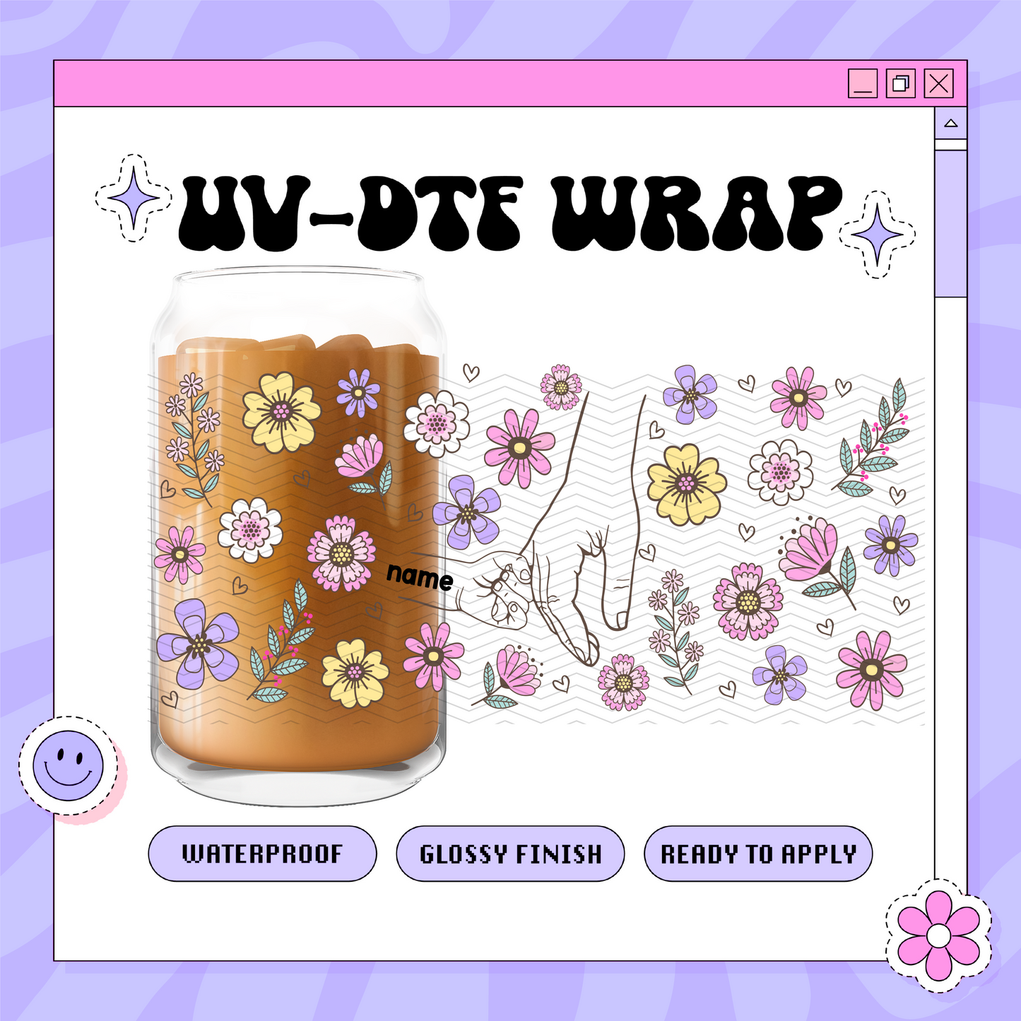 Mama Finger Names Custom - 16oz Glass Wrap (READ DESCRIPTION)