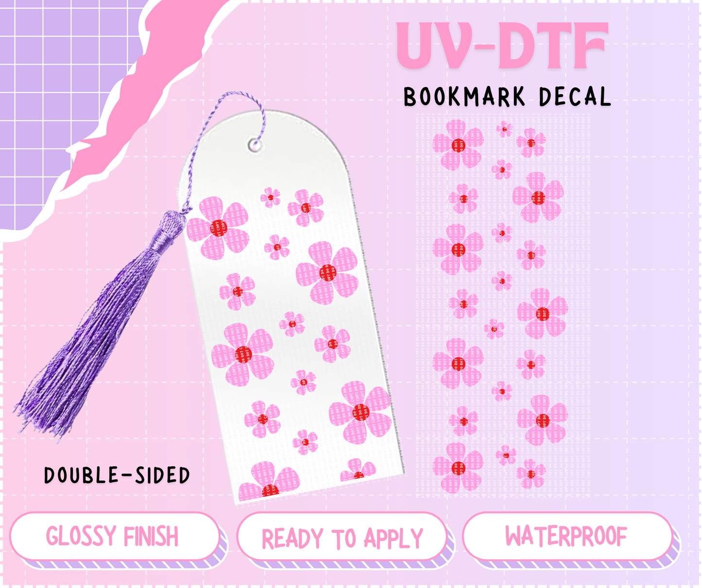 Flowers Bookmark | Double Sided UV-DTF Decal