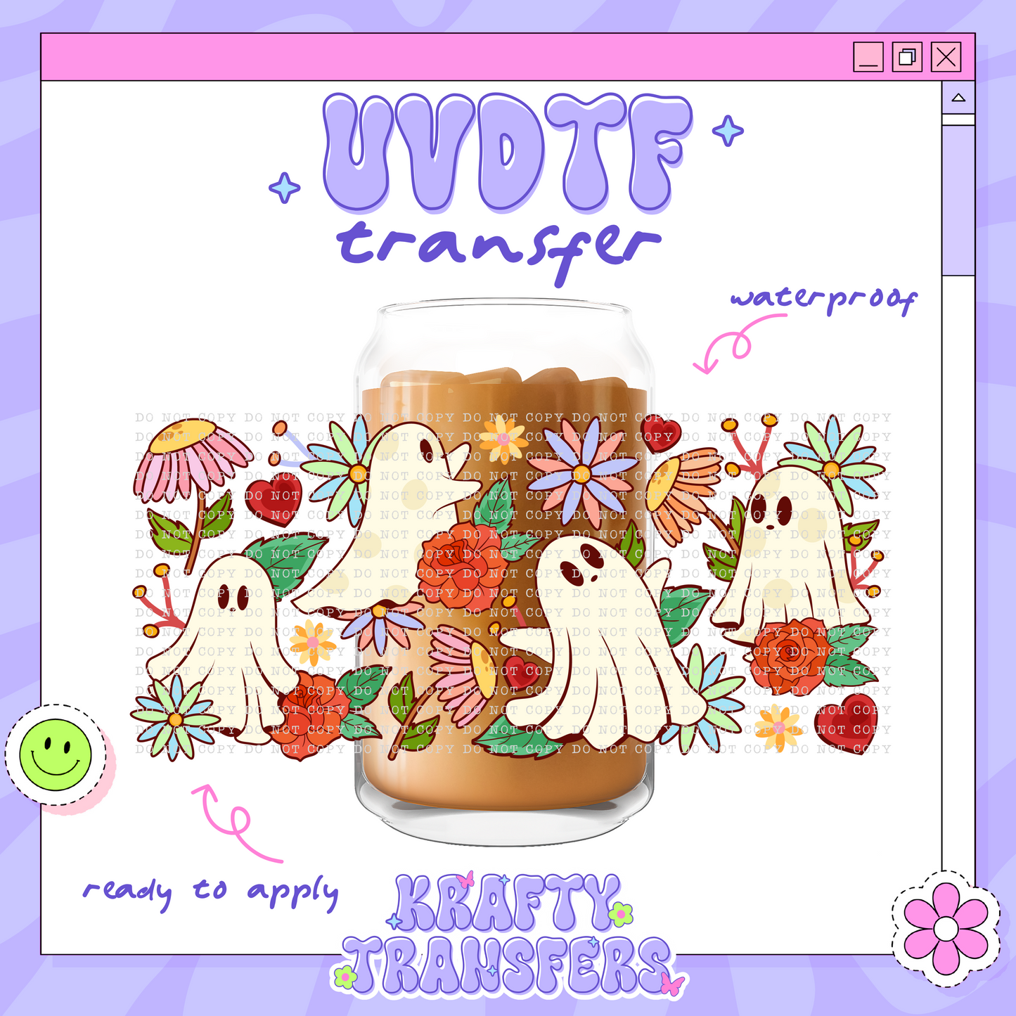 Floral Ghosties - 16oz Glass Wrap