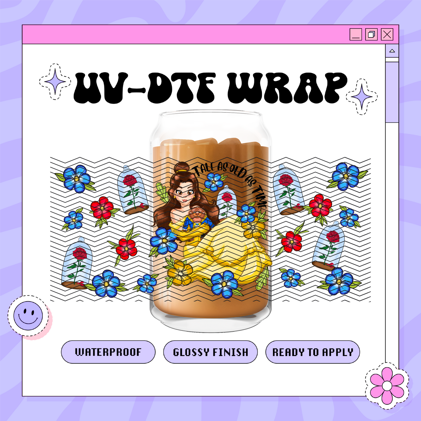 Dis Floral Princess B - 16oz Glass Wrap