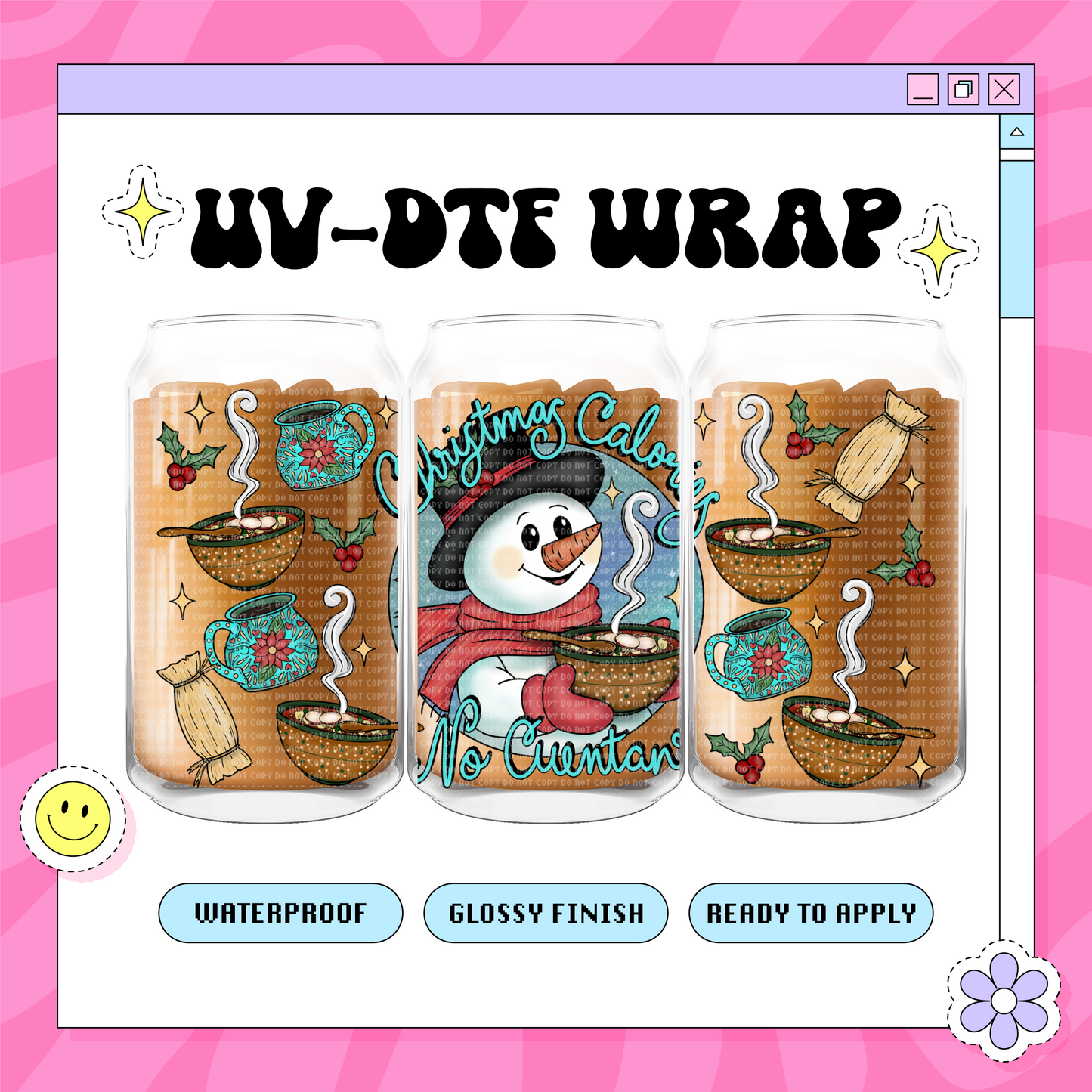 Christmas Calorias - 16 oz Glass Wrap