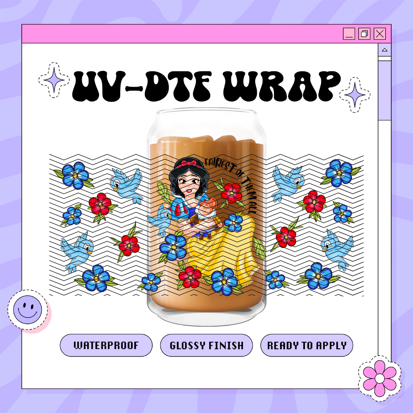Dis Floral Princess SW - 16oz Glass Wrap