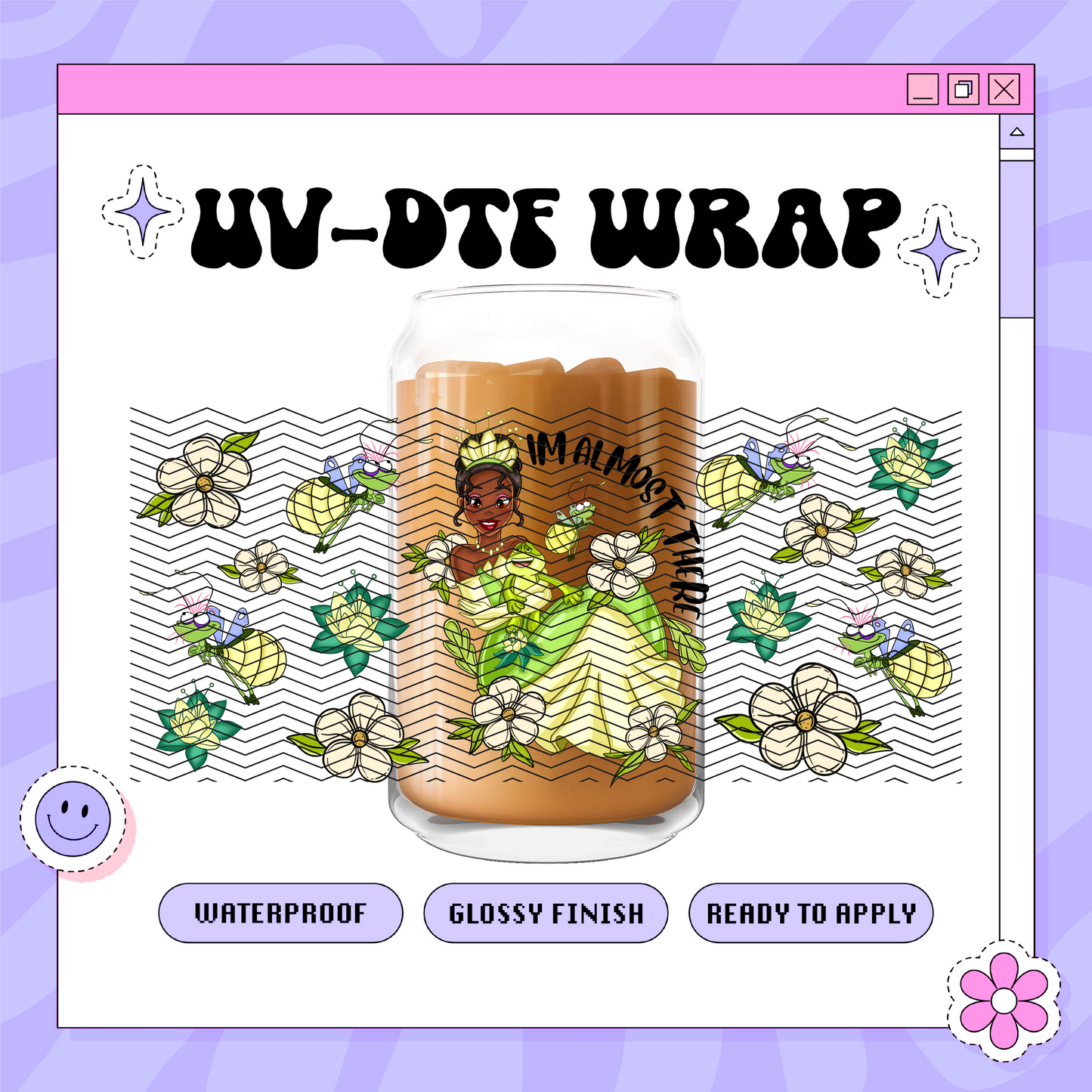 Dis Floral Princess T - 16oz Glass Wrap