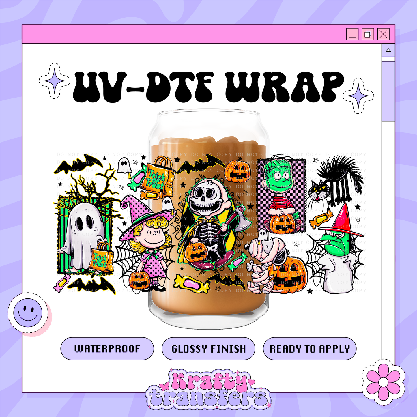 Spooky Peanuts (Colorful) - 16oz Glass Wrap