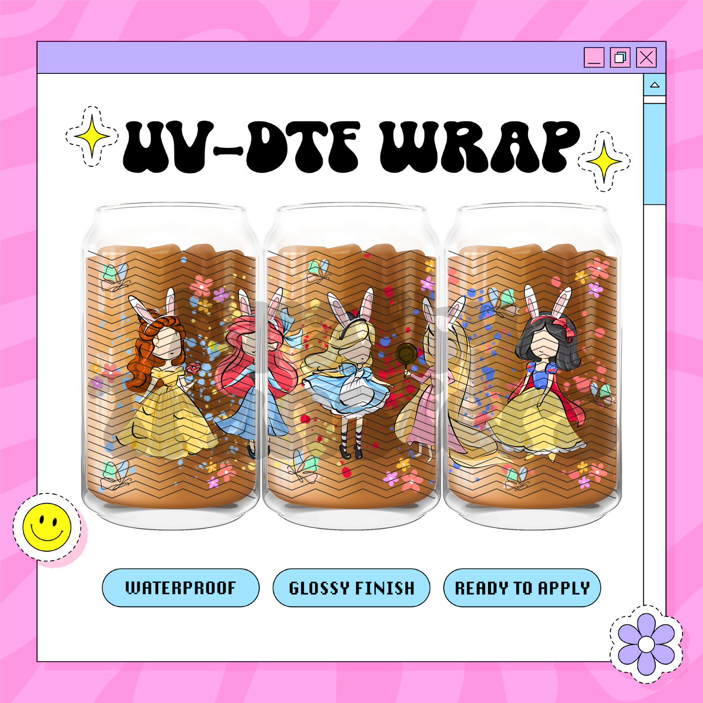 Princesses Easter - 16oz Glass Wrap