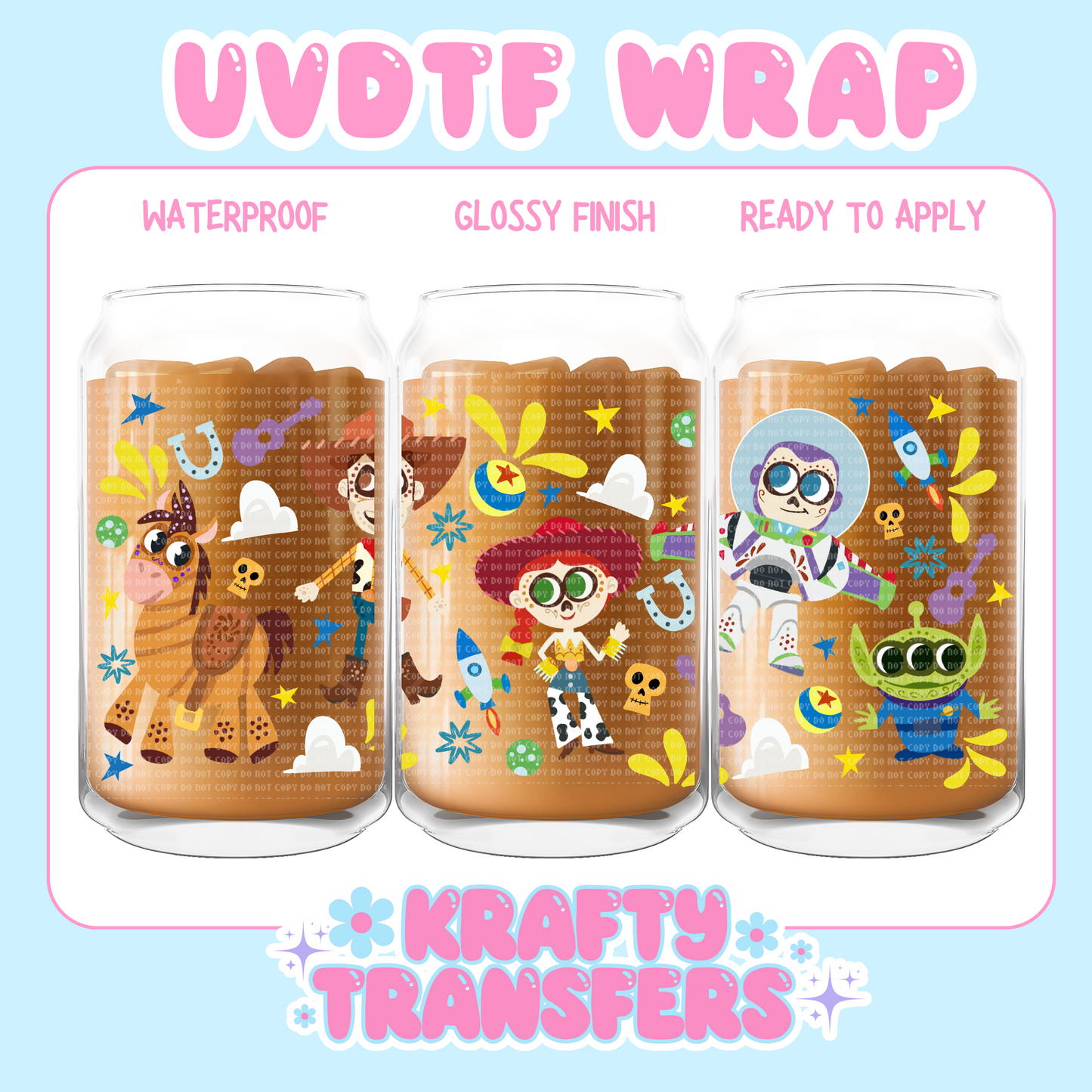 Toys Dia De Muerte - 16 oz UV DTF WRAP