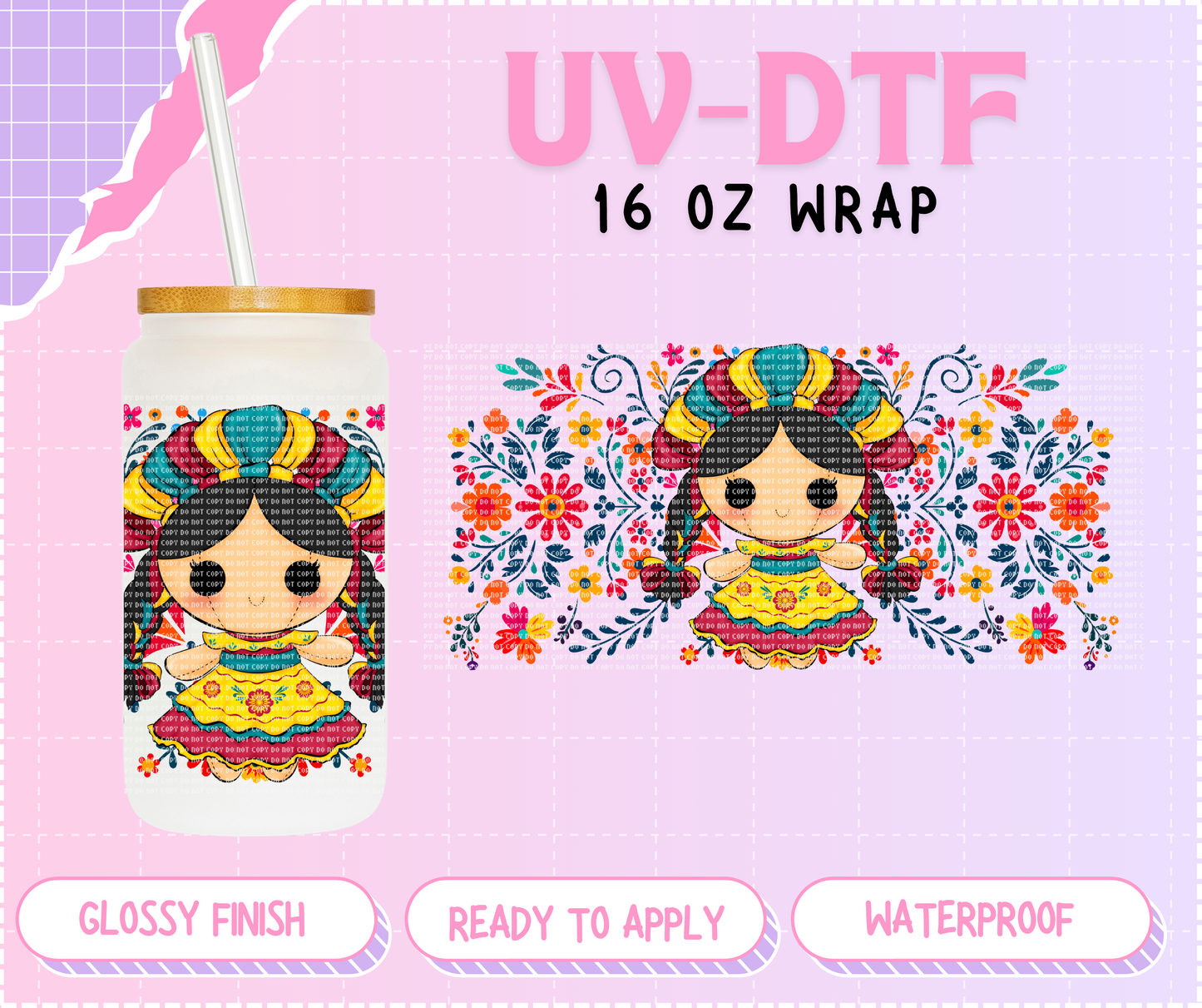 Talavera Doll - 16 Oz UV DTF Wrap