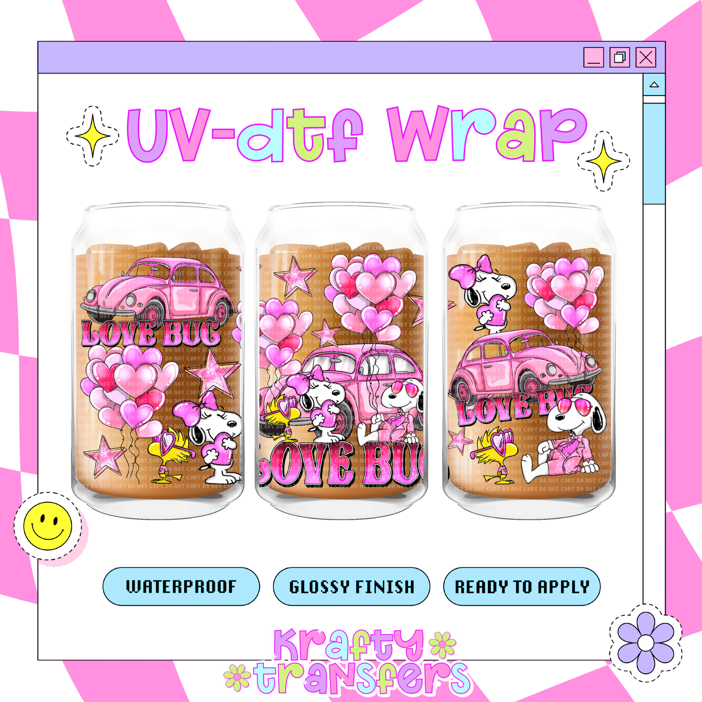 Love Bug Snoop Vday - 16 oz Glass Wrap