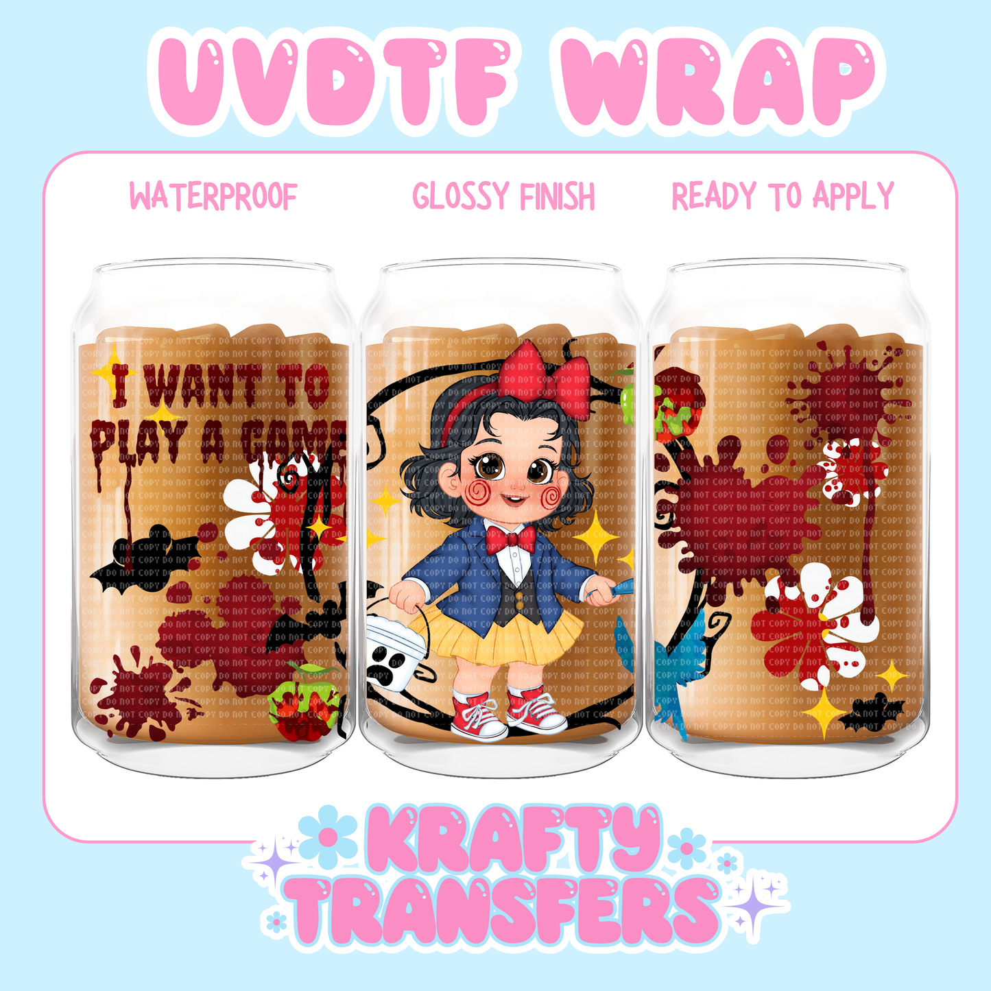 Snow Horror Princess - 16 oz UV DTF WRAP