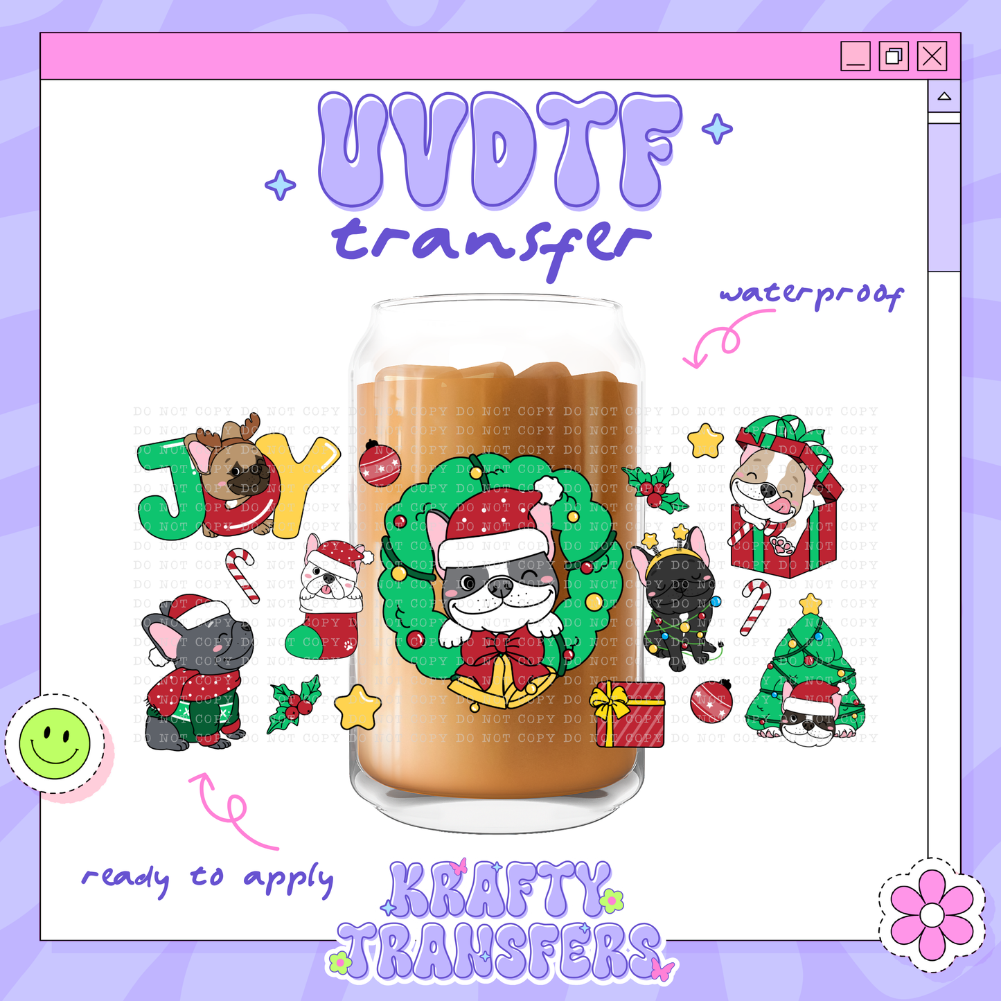 Holiday Pups - 16oz Glass Wrap