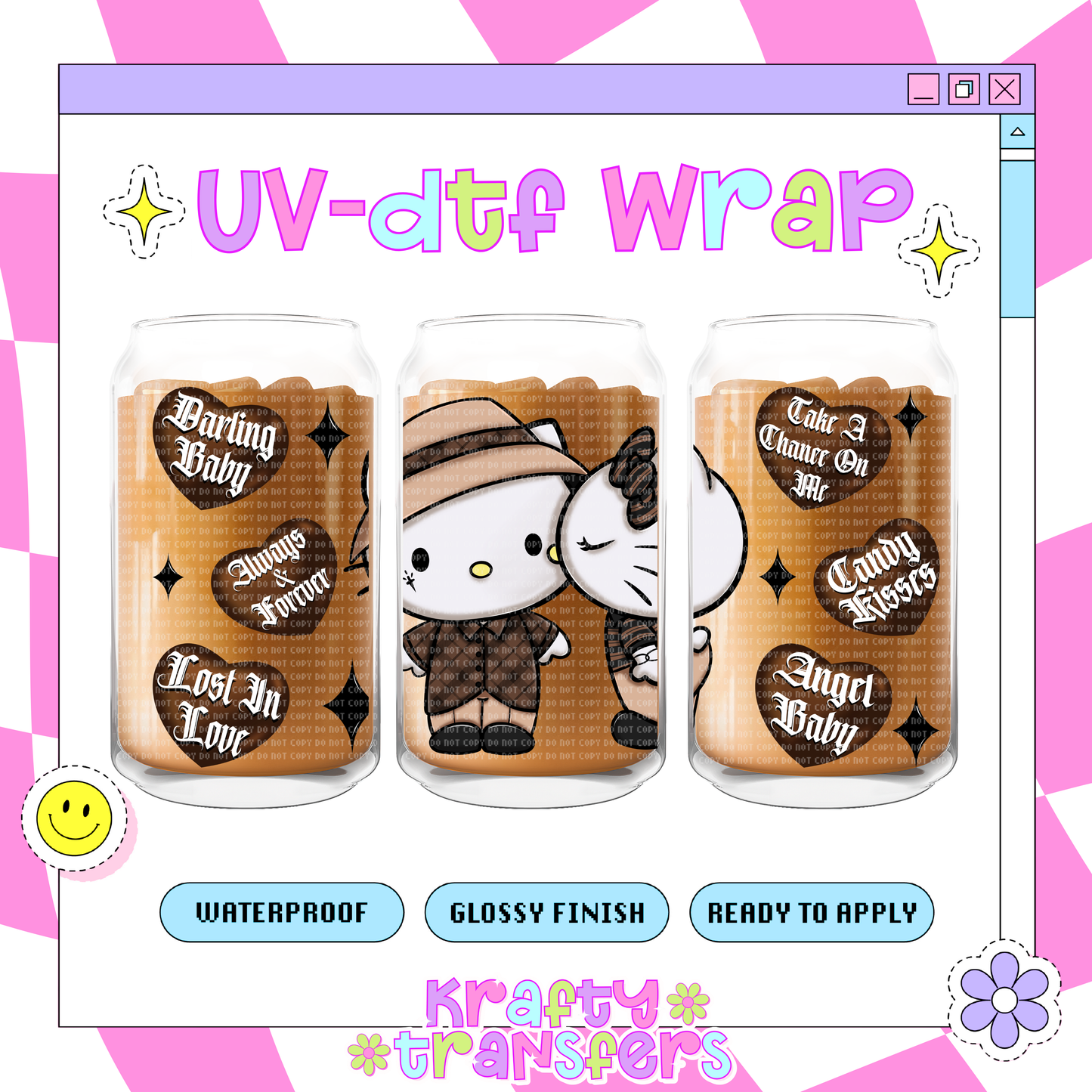 Kitty Chicanos Vday - 16 oz Glass Wrap