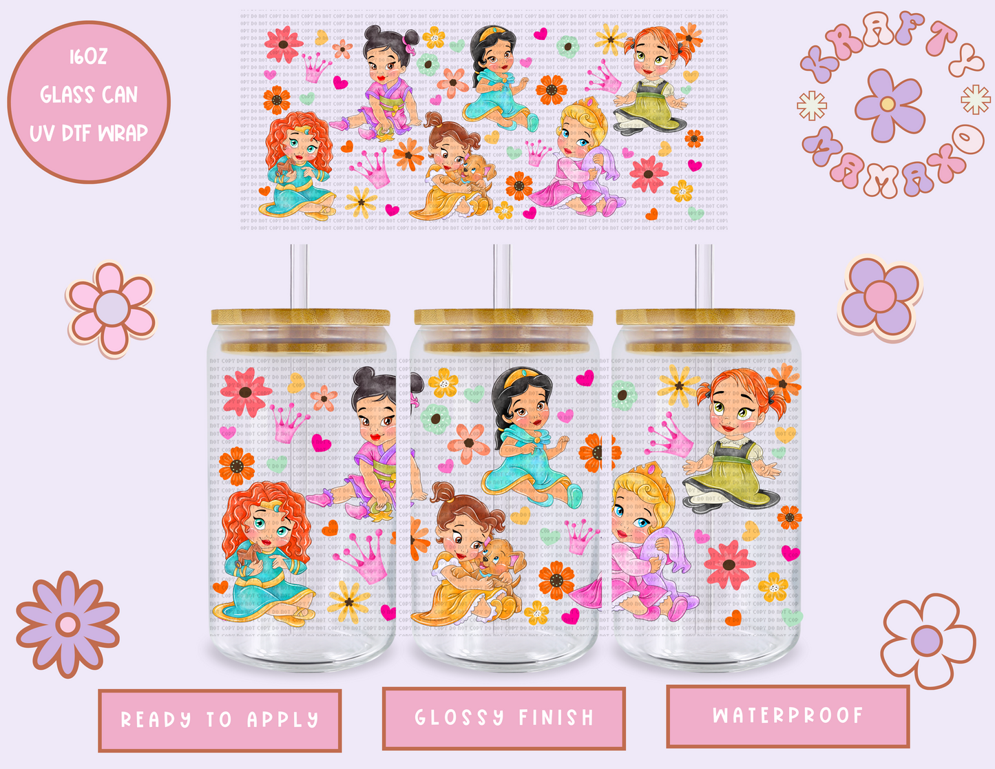 Baby Princesses - 16 Oz UV DTF Wrap