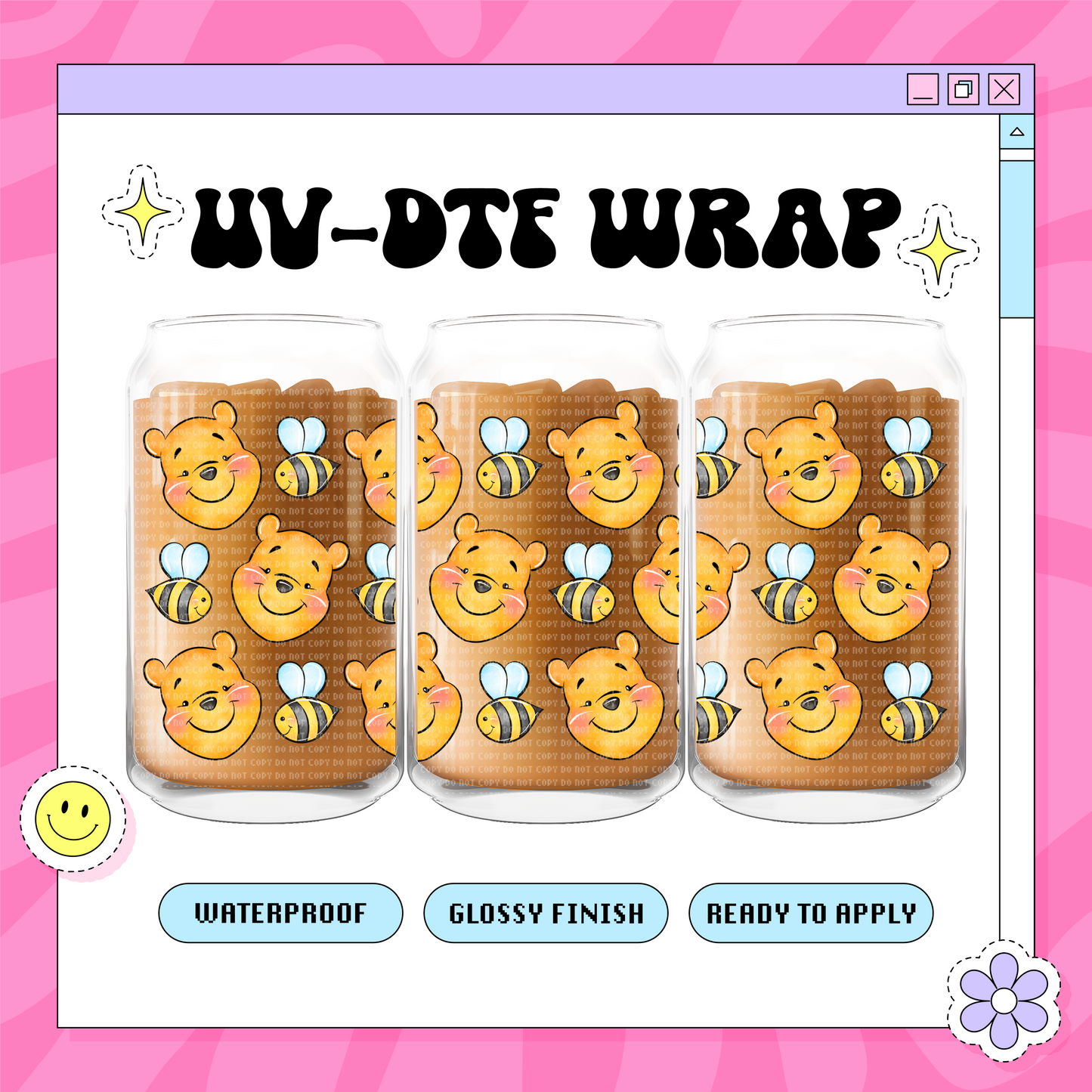 Honey Bear- 16 oz Glass Wrap