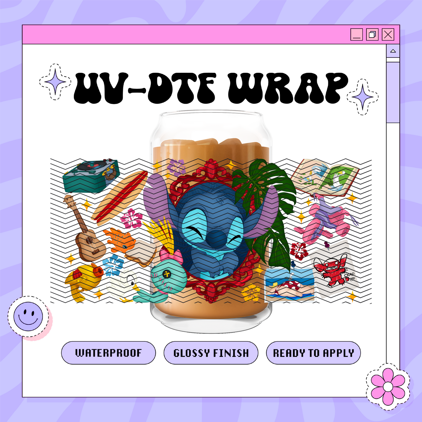 Dis Blue Alien Frame - 16oz Glass Wrap