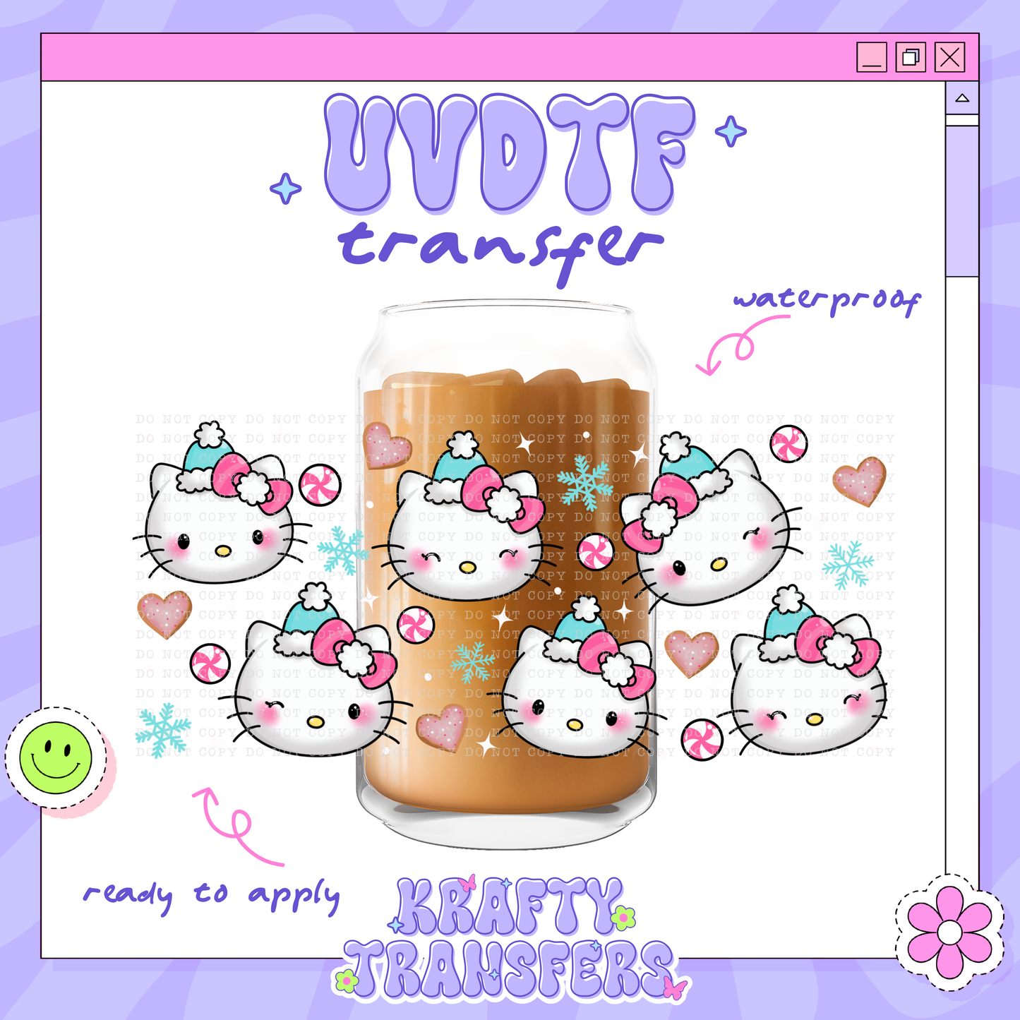Kawaii Snow Kitty - 16oz Glass Wrap