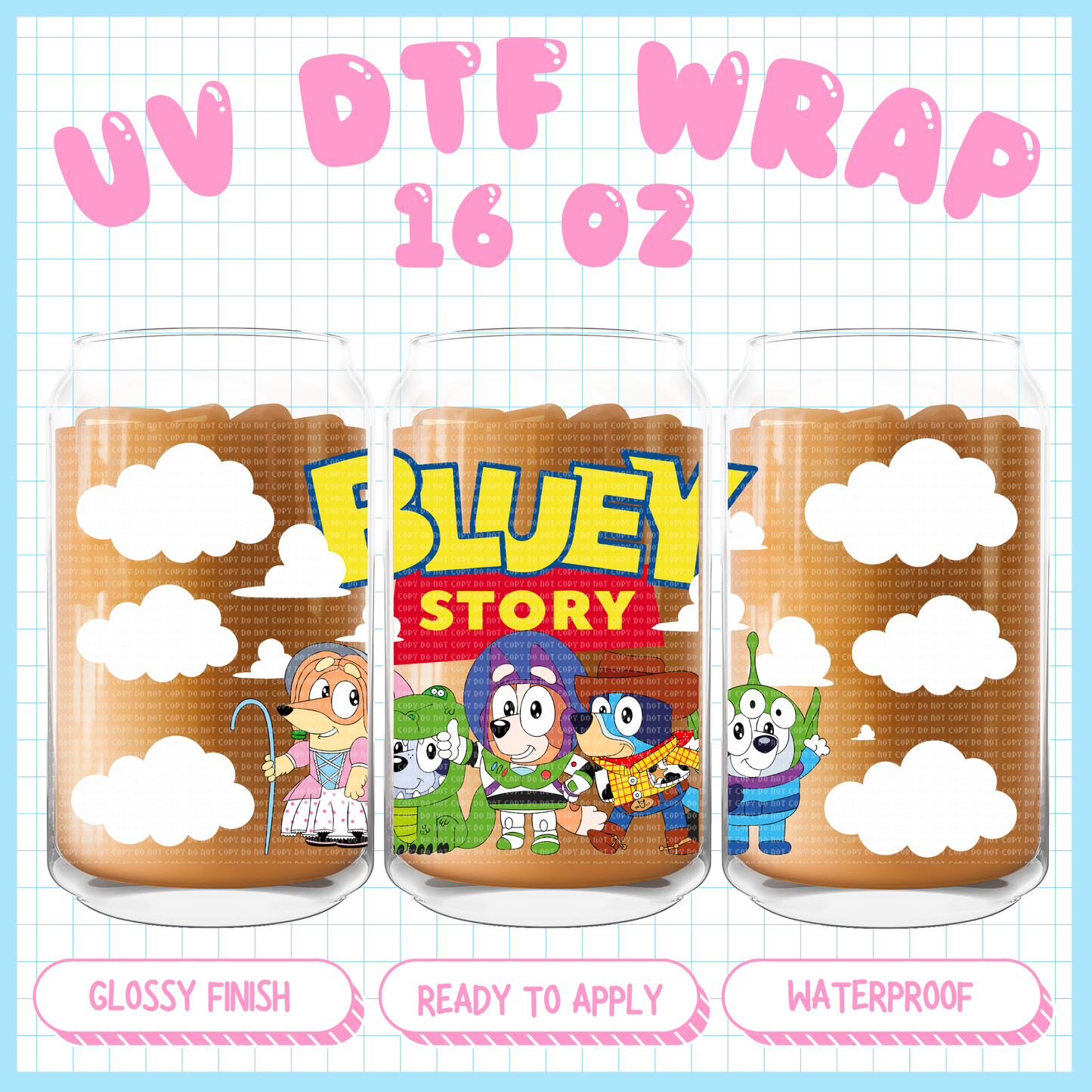 Dogs Story - 16 oz UV DTF WRAP