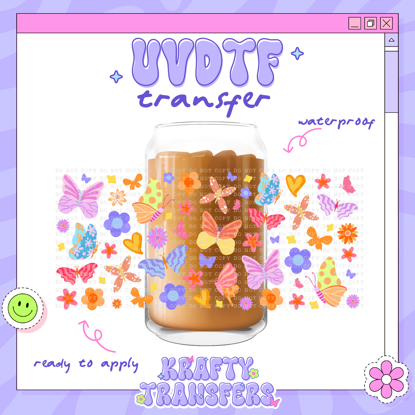 Colorful Butterflies - 16oz Glass Wrap