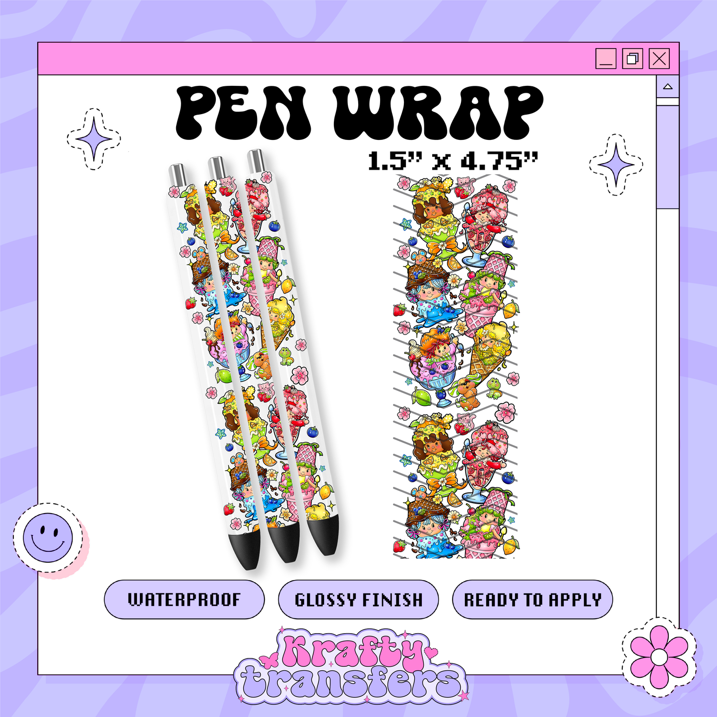 Strawbs + Friends Ice Cream UV-DTF Pen Wraps
