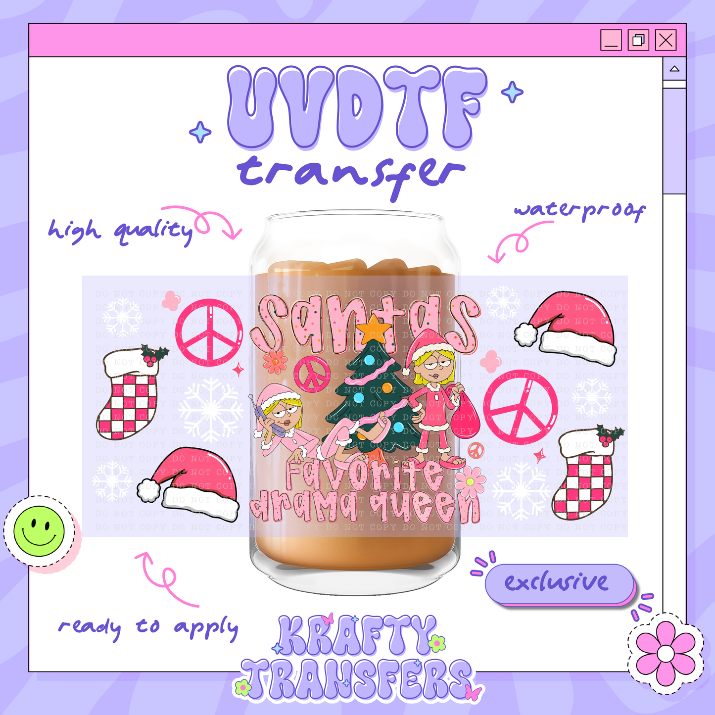Santa Liz Xmas - 16oz Glass Wrap