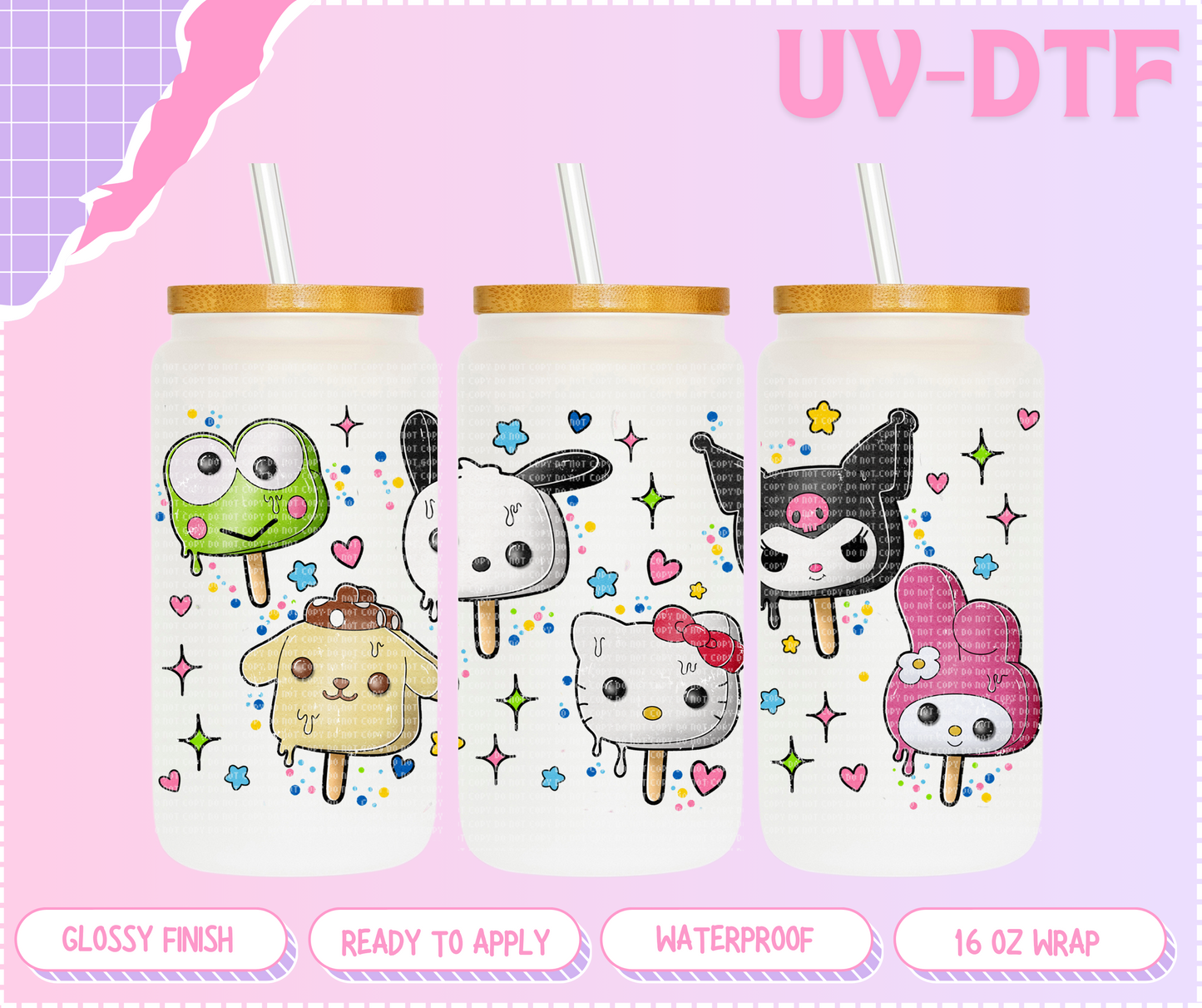 Kawaii Popsicles - 16 Oz UV DTF Wrap